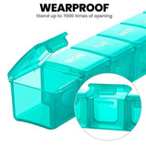Sukuos Étui transparent avec couvercle cyan facilitant la visualisation des doses.