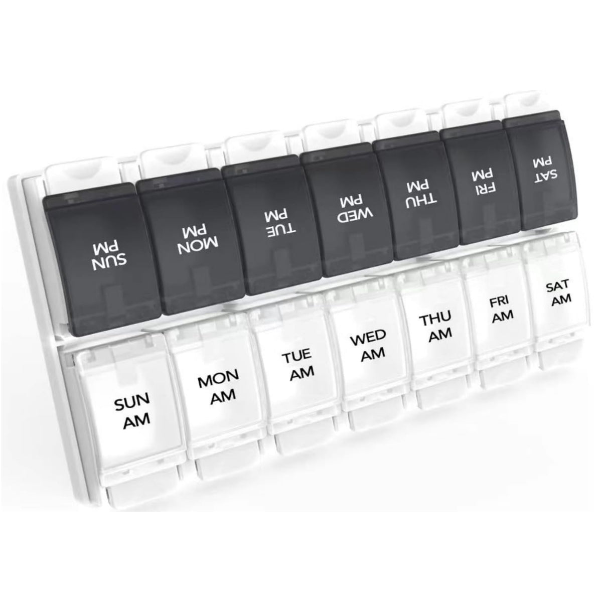 Sukuos Organiseur pilules avec bouton poussoir pour une ouverture rapide et pratique.