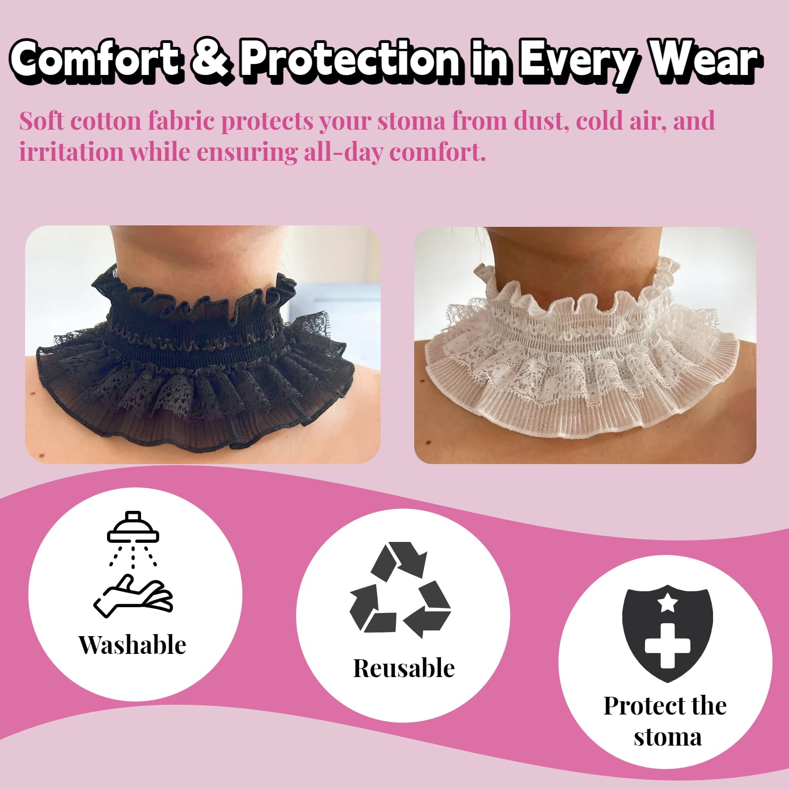 Sulis chen cache-trachéostomie dentelle blanc: style élégant et intimité