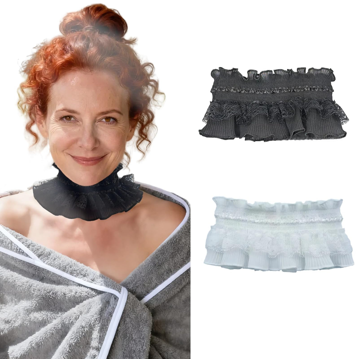 Sulis chen cache-trachéostomie dentelle noir: protection discrète au quotidien