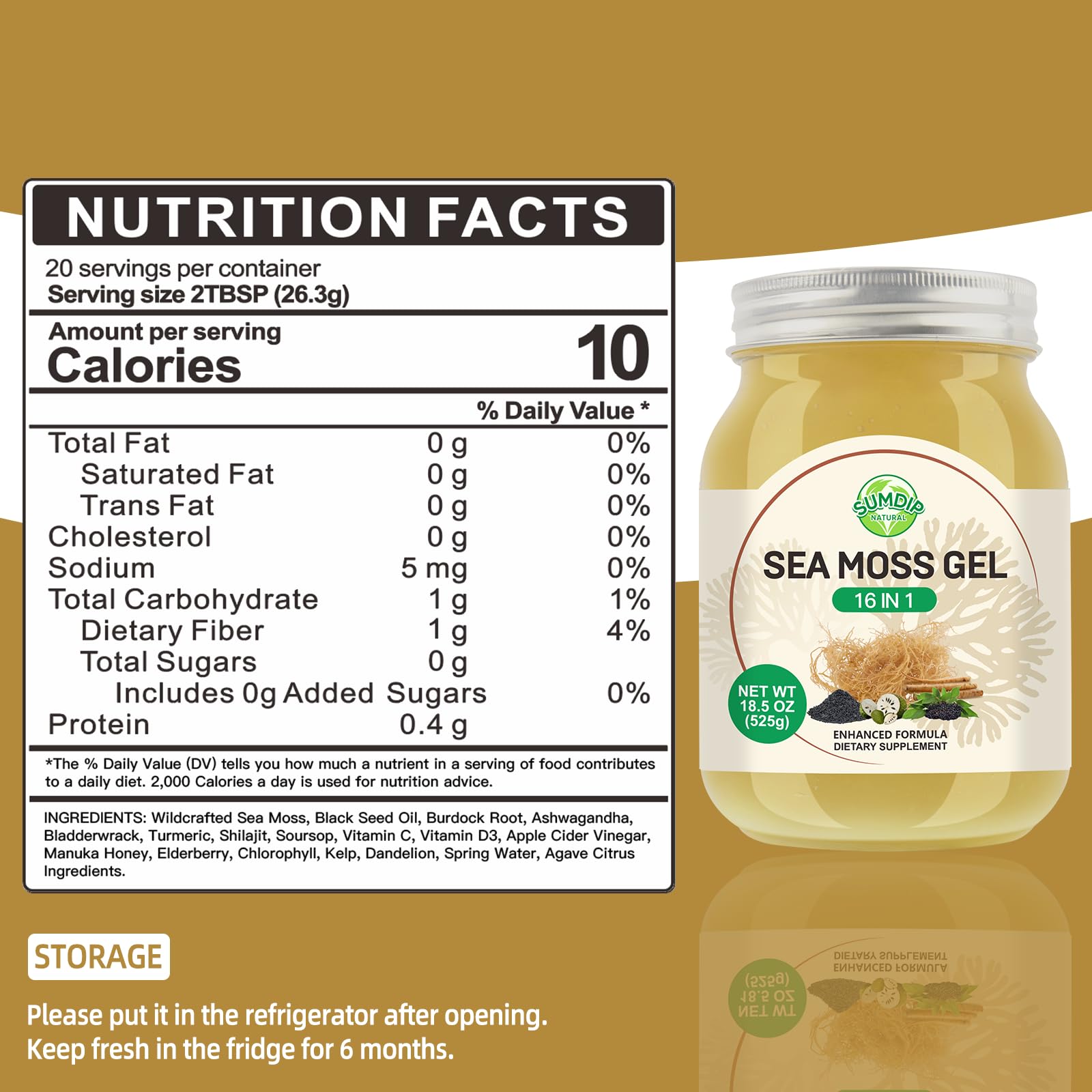 SumDIP gel-seamoss texture-cremeuse: texture onctueuse idéale pour boissons nutritives quotidiennes.