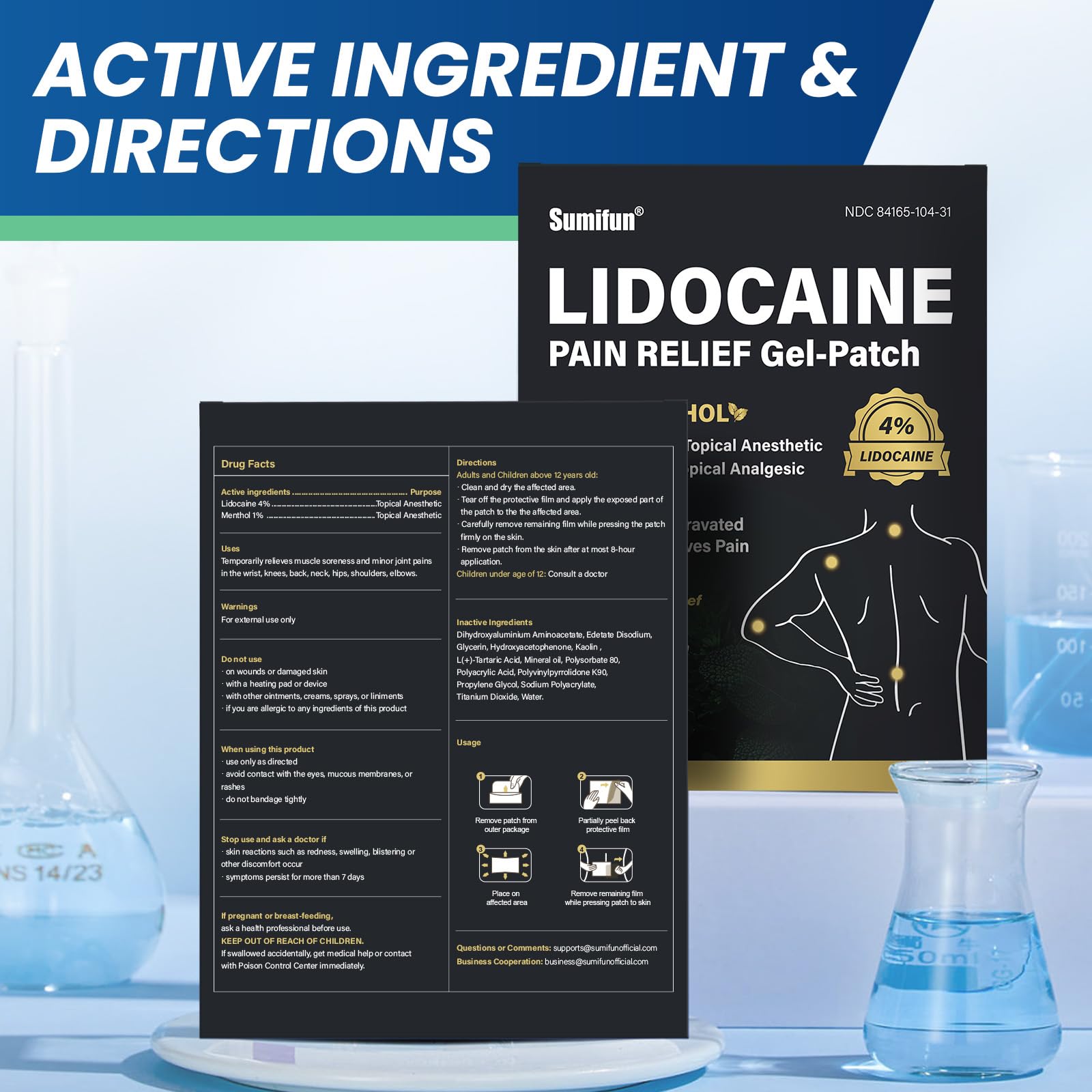 Sumifun emballage patch lidocaïne menthol: produit prêt à l'emploi et discret.