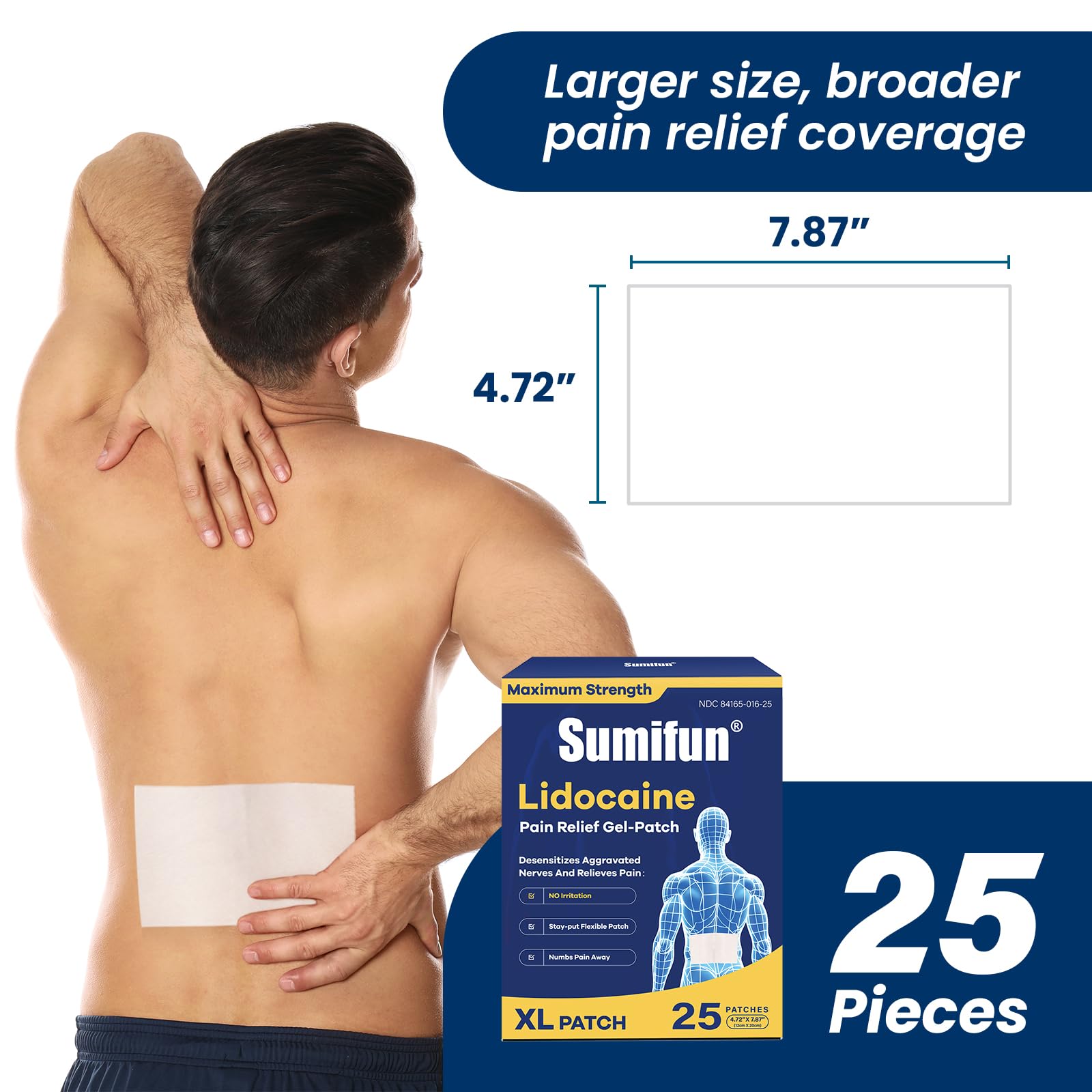 Pansement Sumifun extra-large lidocaïne couverture-large pour zones douloureuses