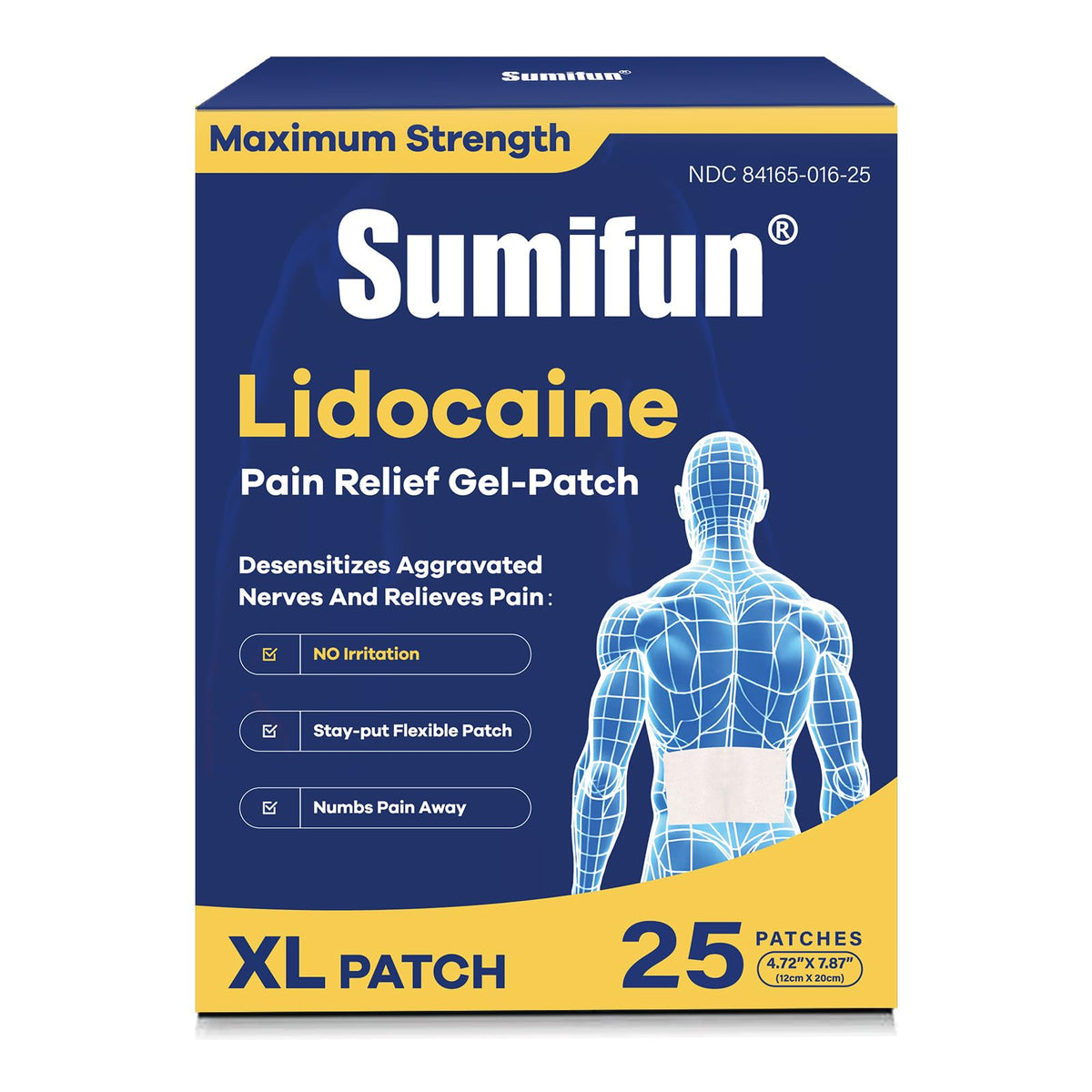 Pansement Sumifun extra-large lidocaïne dos grand-format pour relief ciblé