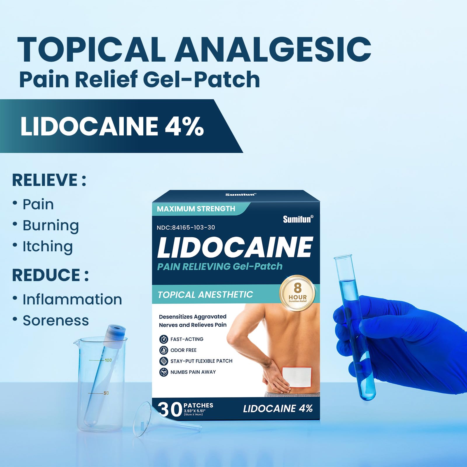Sumifun patch lidocaïne 4% sur l’épaule, soutien pendant l’entraînement.
