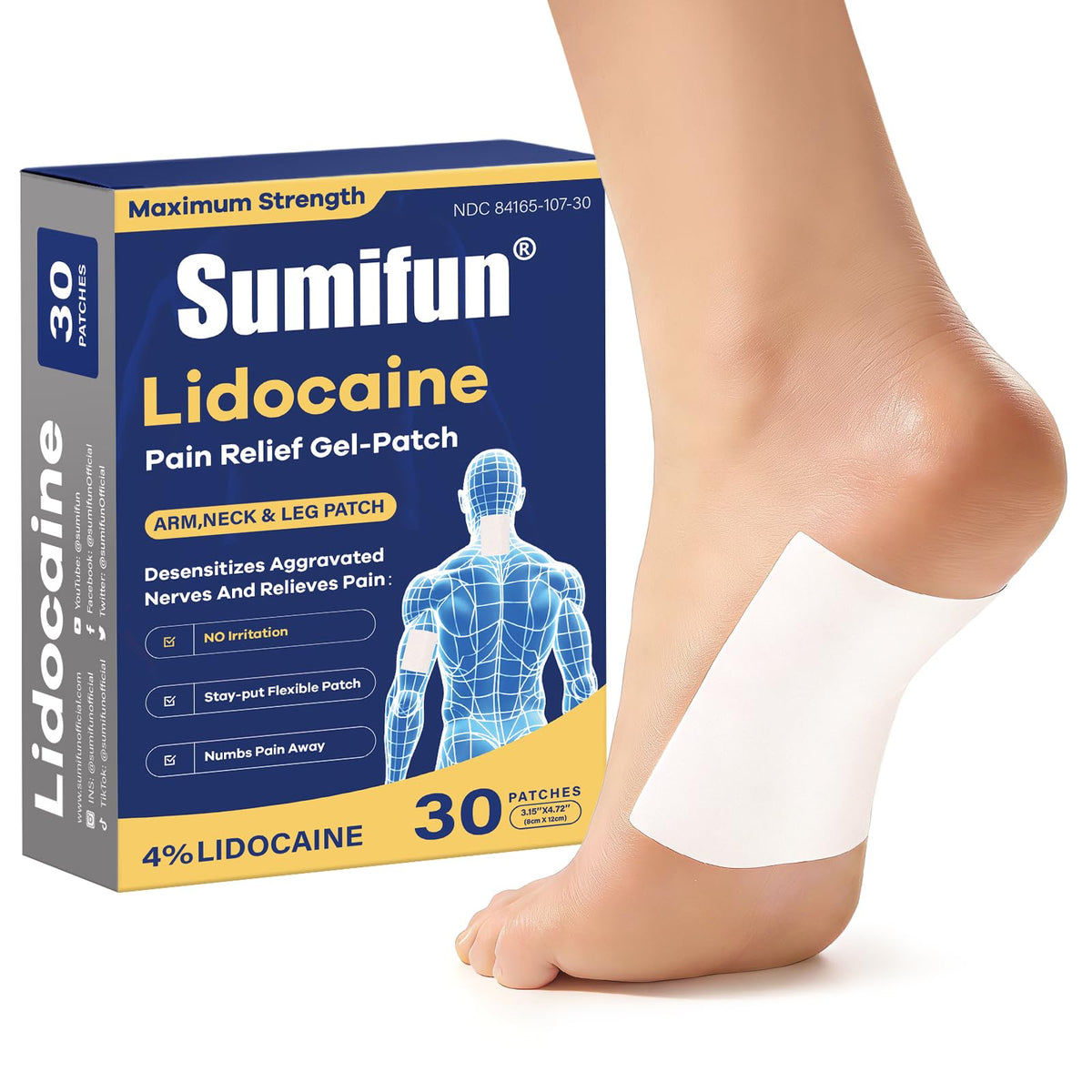 Pansement Sumifun Lidocaïne pour le pied, soulagement ciblé du talon et de l’arche