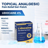 Patch lidocaïne 4% appliqué sur l'épaule, soulagement ciblé