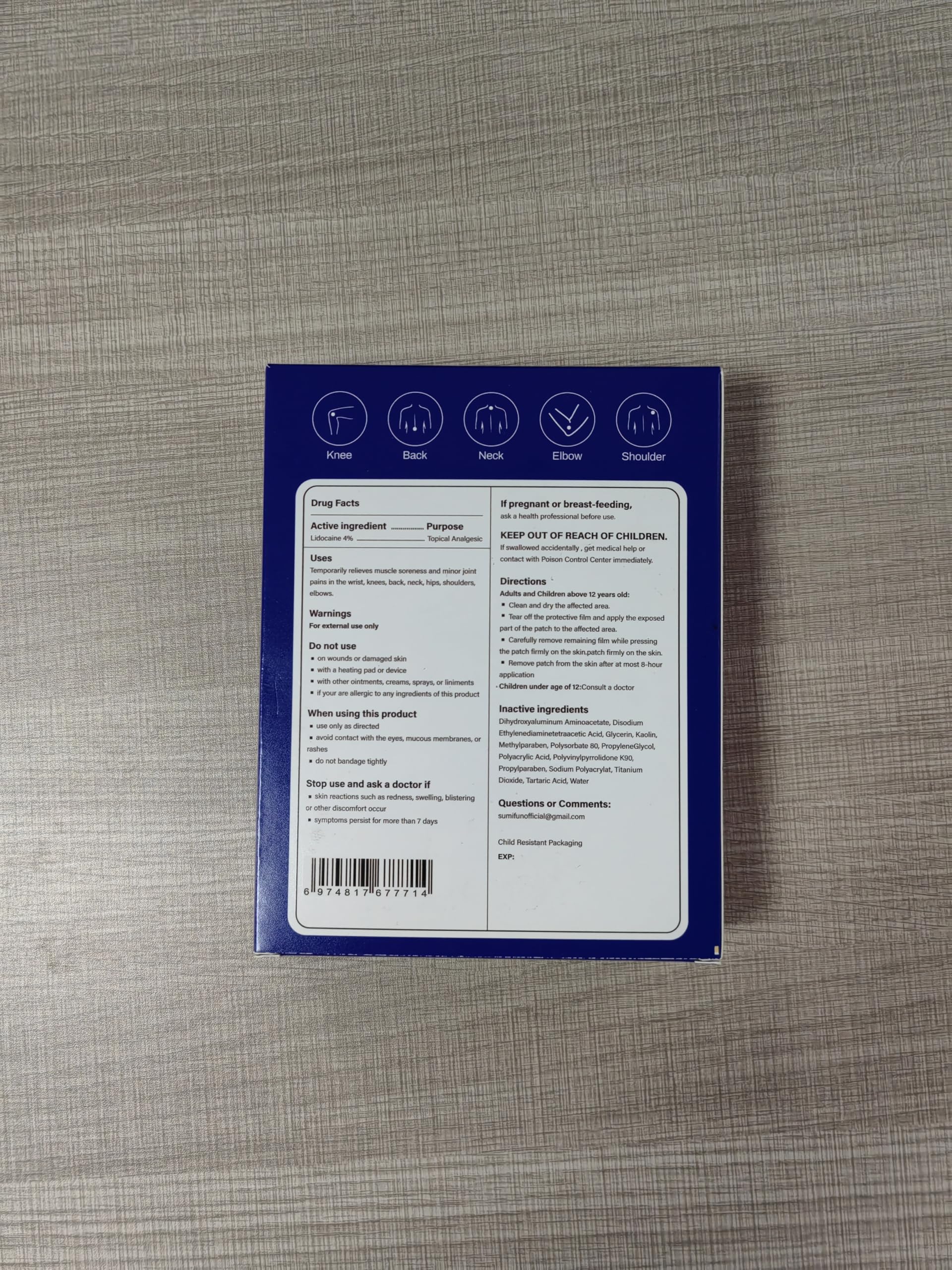 Patch Sumifun lidocaïne 4% pour cou soulage local