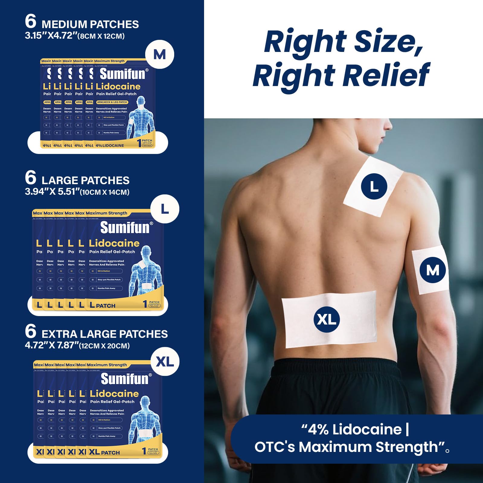 Sumifun patch lidocaïne 4% dos, soutien pendant le travail.