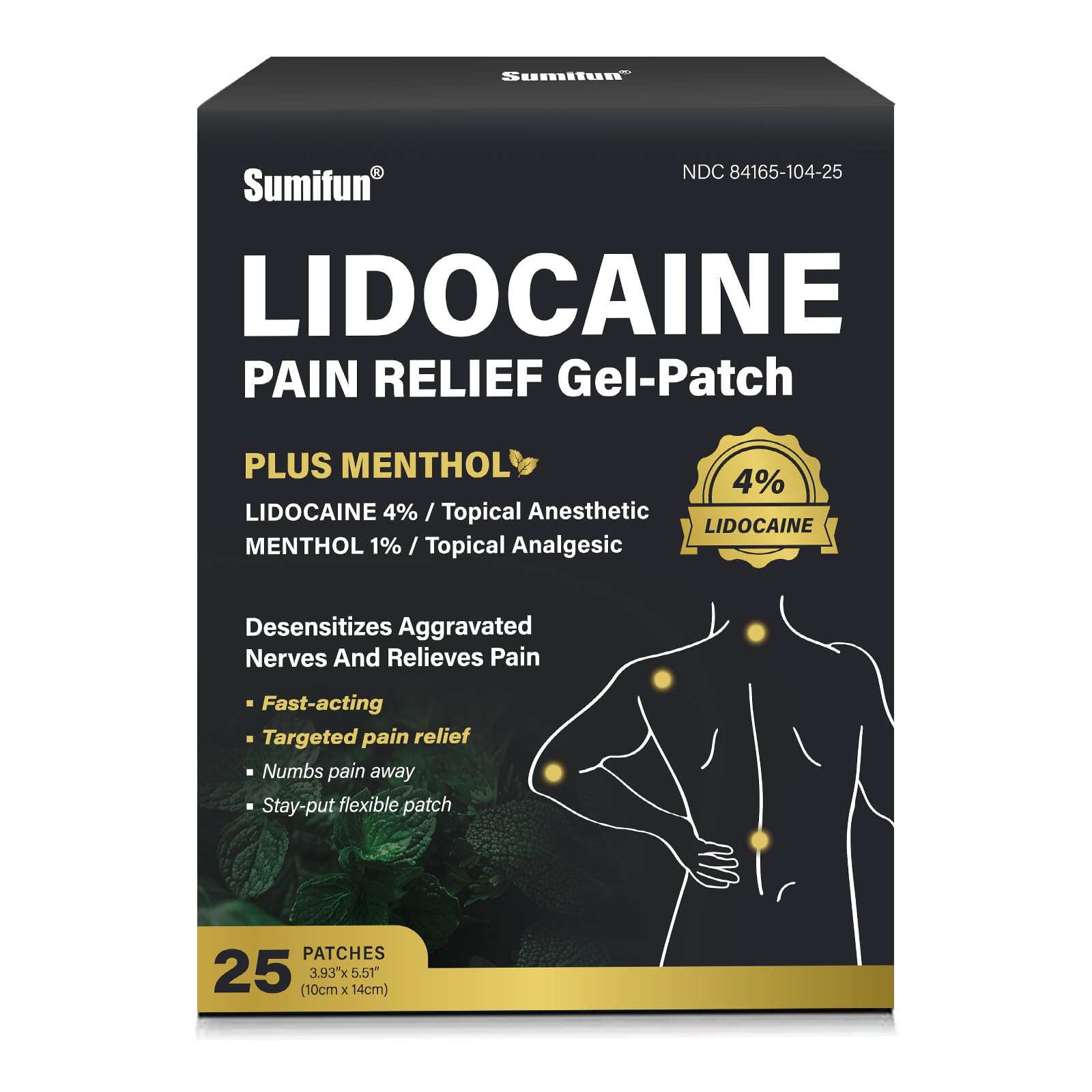 Sumifun patch lidocaïne menthol en boîte: présentation du kit et usage potentiel.