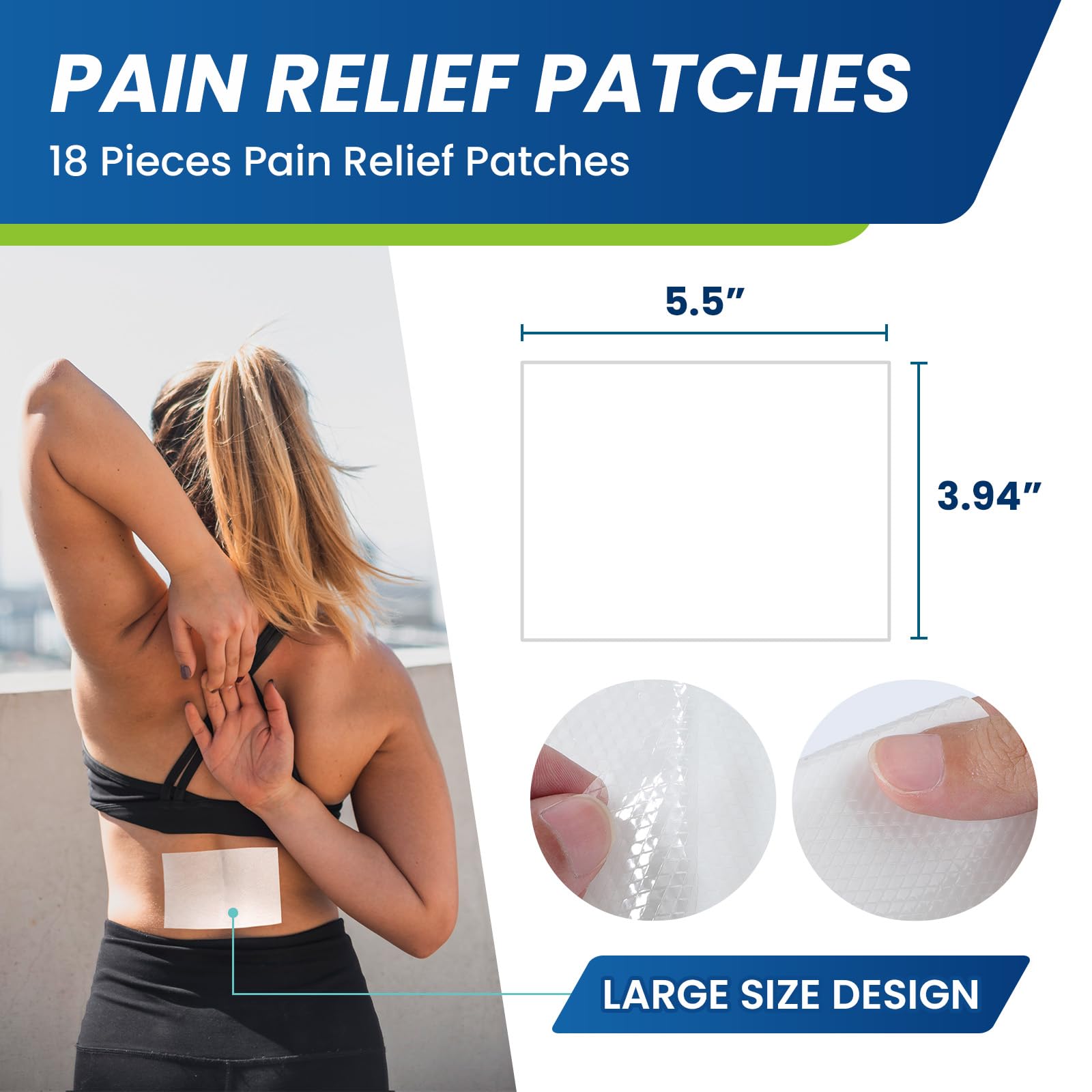 Texture flexible du patch Sumifun lidocaïne-menthol en gros plan.