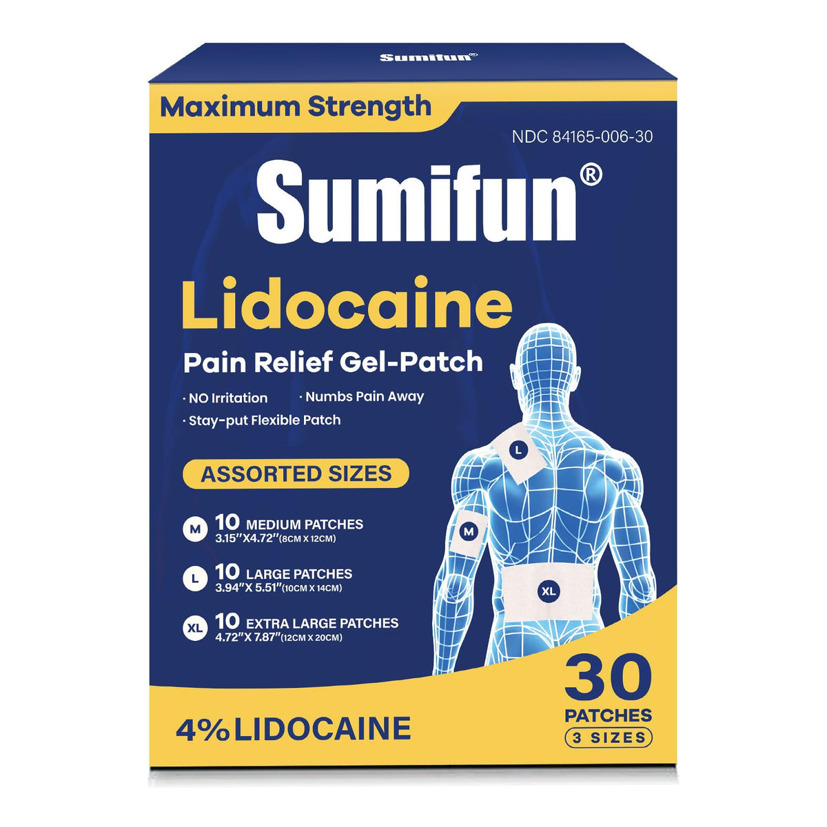 Pansement Sumifun lidocaïne moyen pour coude, relief ciblé et discrétion.
