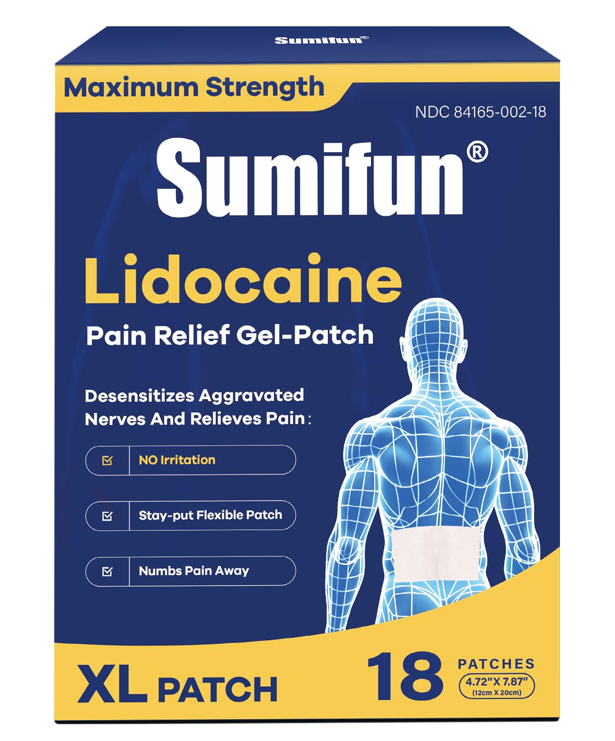 Patch Sumifun XL pour lombaire offrant une couverture étendue et discrète.
