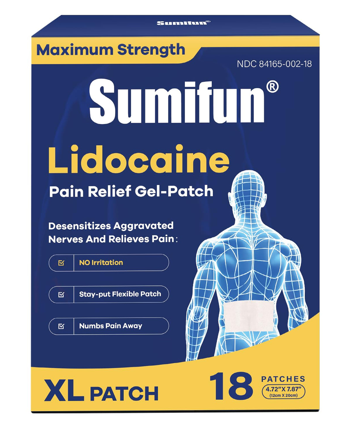 Patch Sumifun XL pour lombaire offrant une couverture étendue et discrète.