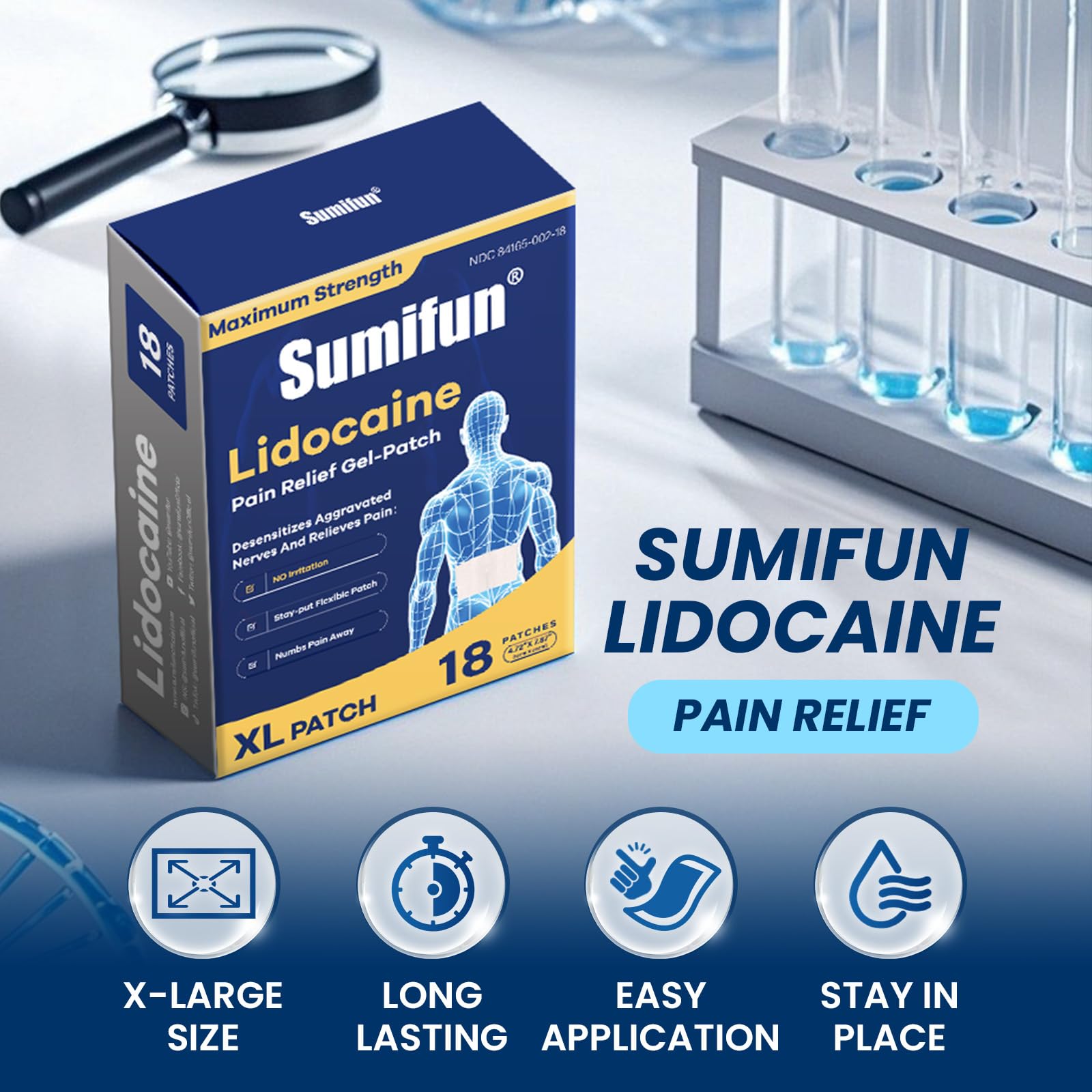 Patch Sumifun XL couvrant le dos et les omoplates pour une zone ciblée.