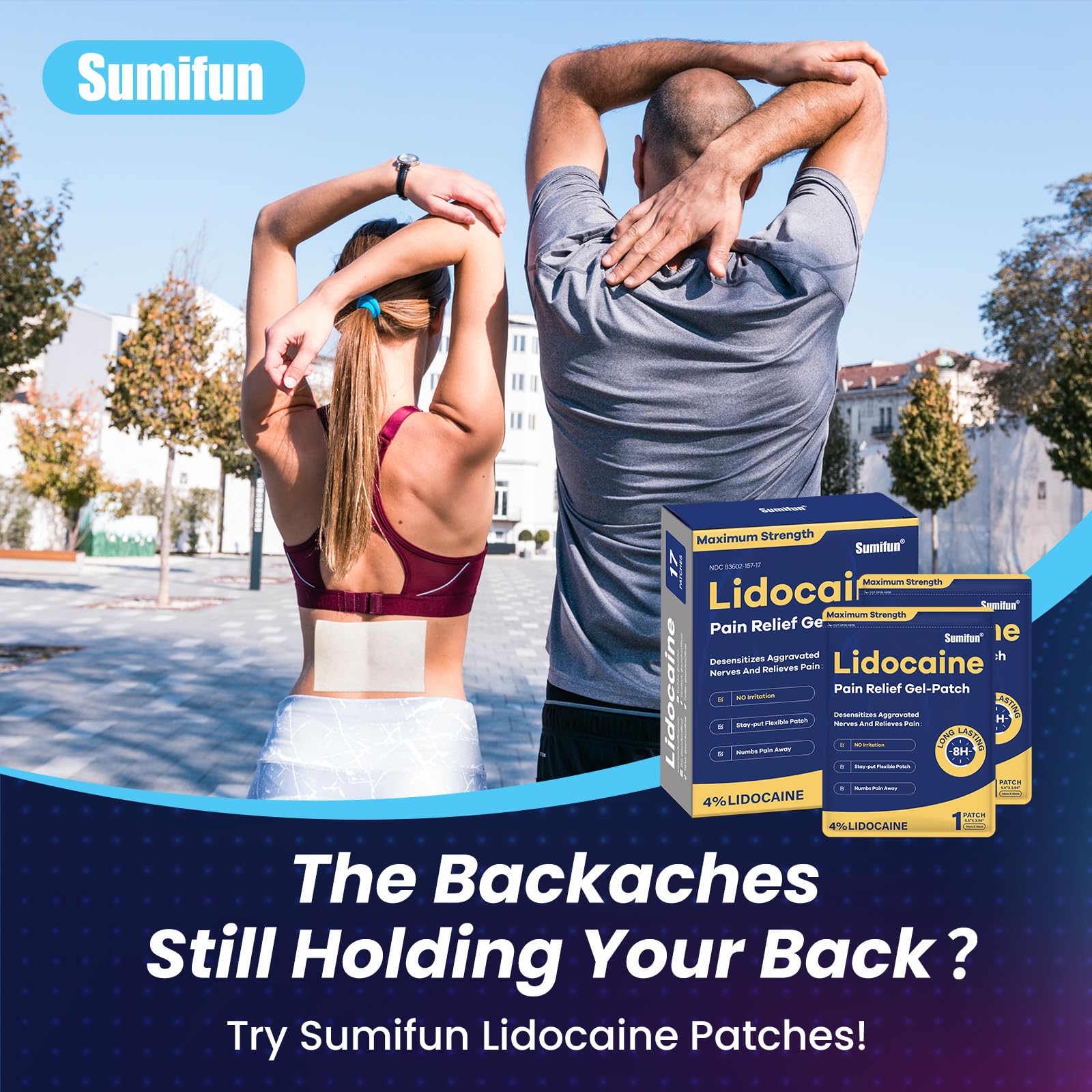 Application sur le dos avec Sumifun 4% lidocaïne soulage potentiellement les tensions