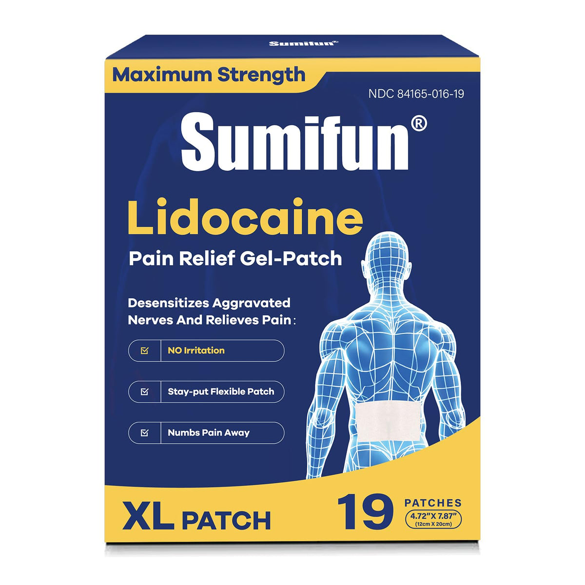 Sumifun XL Patch Lidocaïne dos – soulagement ciblé et rapide.