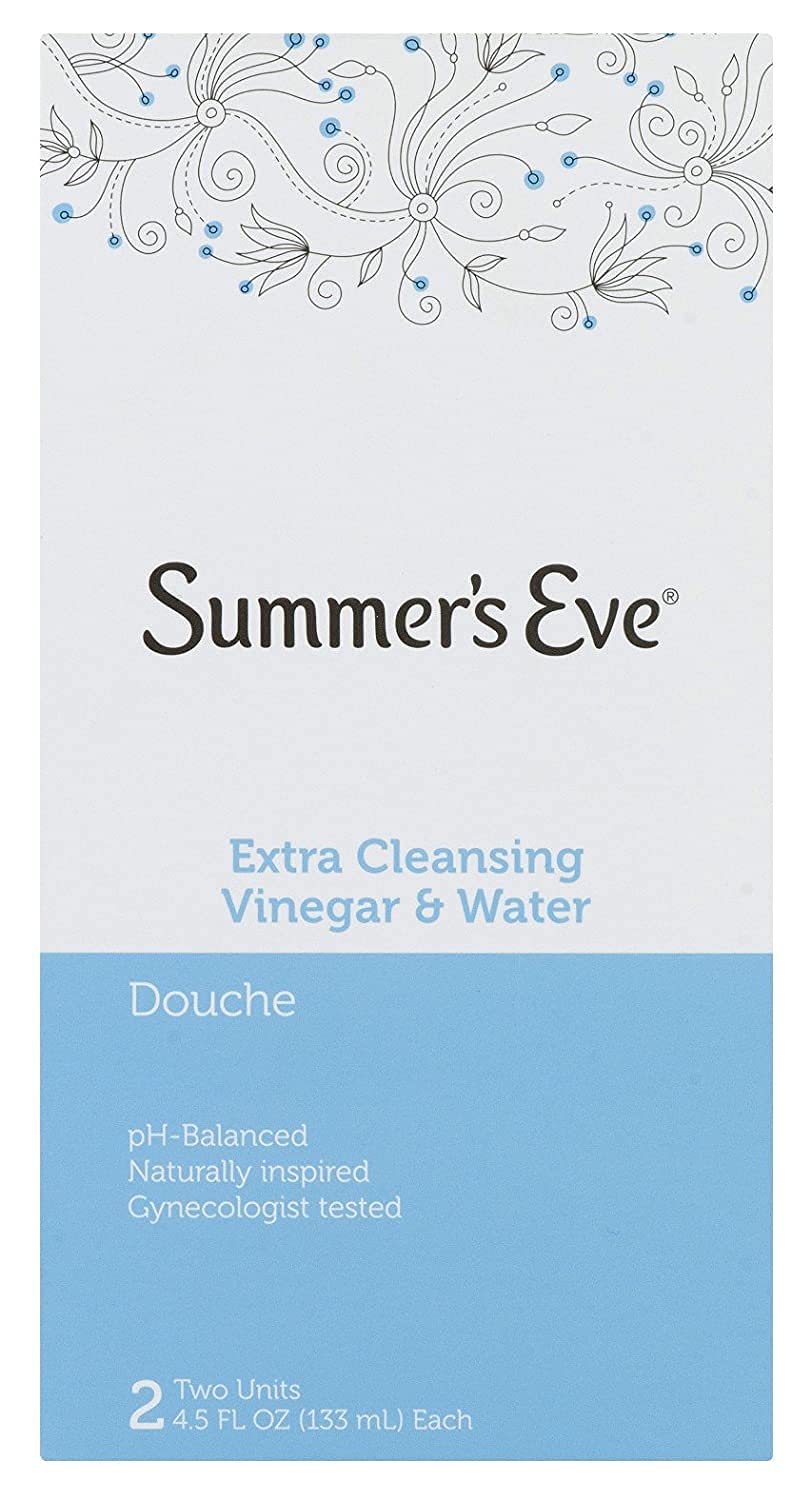 Summer's Eve Douche Extra Vinaigre et Eau, bouteille prête à l’emploi et rafraîchissante.