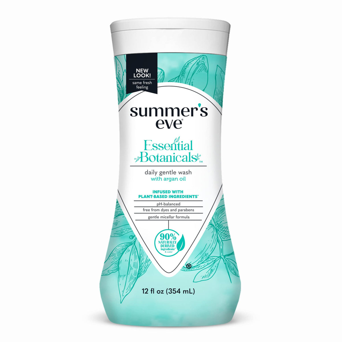 Summer's Eve Essential Botanicals: bouteille argan pour soin intime quotidien.