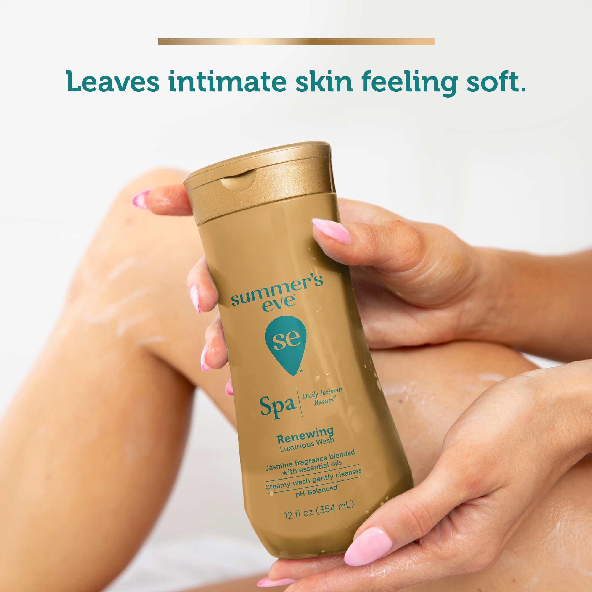 Emballage pratique Summer's Eve Spa Renewing Jasmine, idéale en voyage.