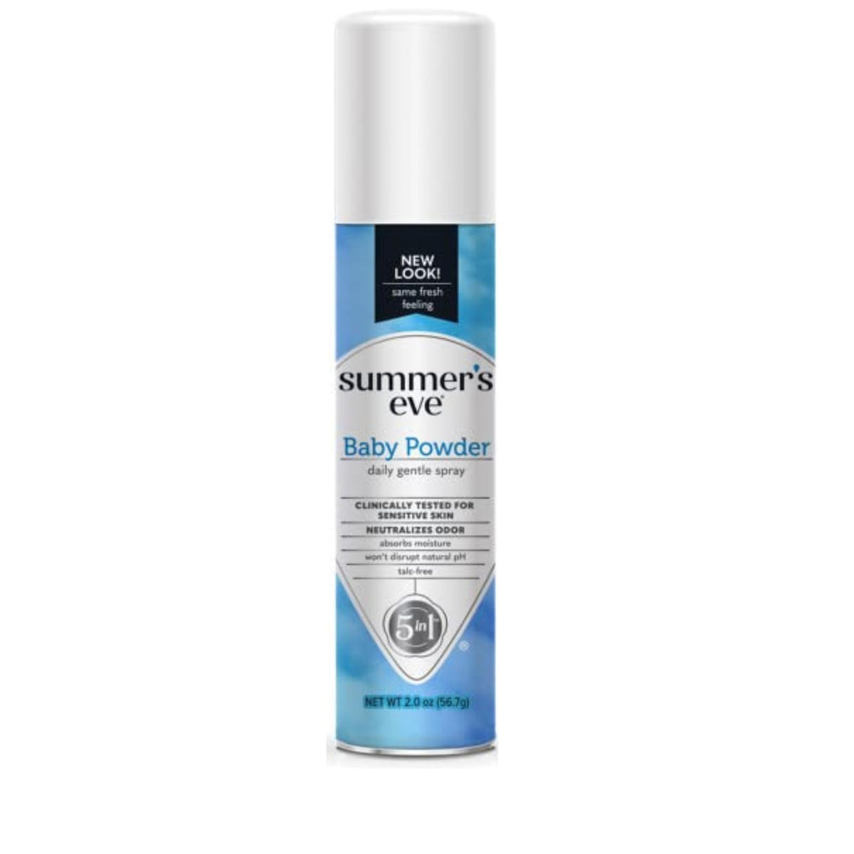 Summer's Eve Déodorant Spray Féminin Poudre Bébé - Bouteille compacte et usage quotidien.