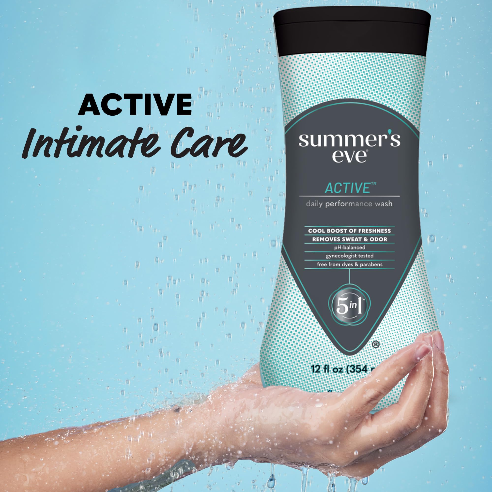 Summer’s Eve Active: étiquette Acti-Cool montrant la fraîcheur durable.