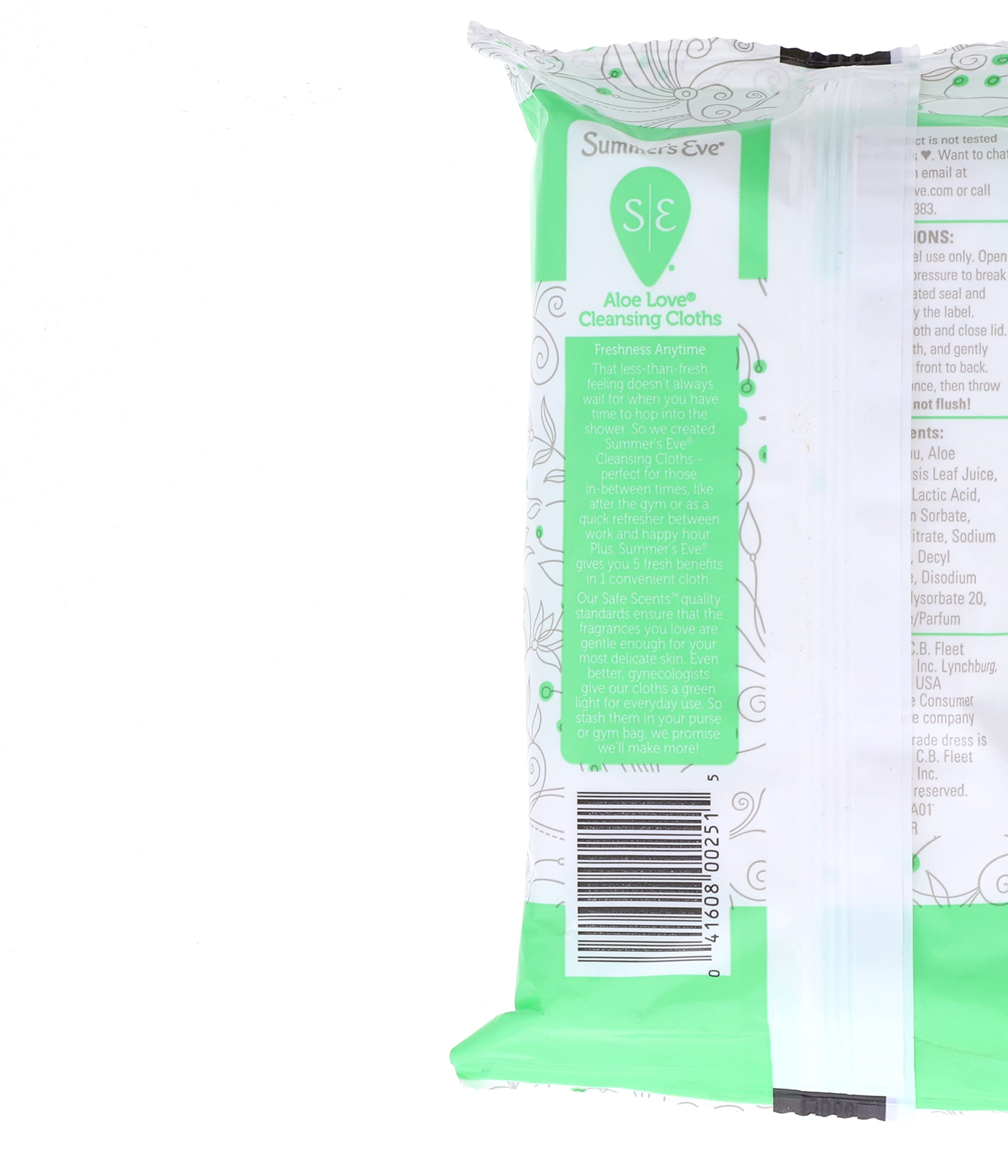 Lingettes Summer’s Eve Aloe Love au parfum frais Aloe Love.