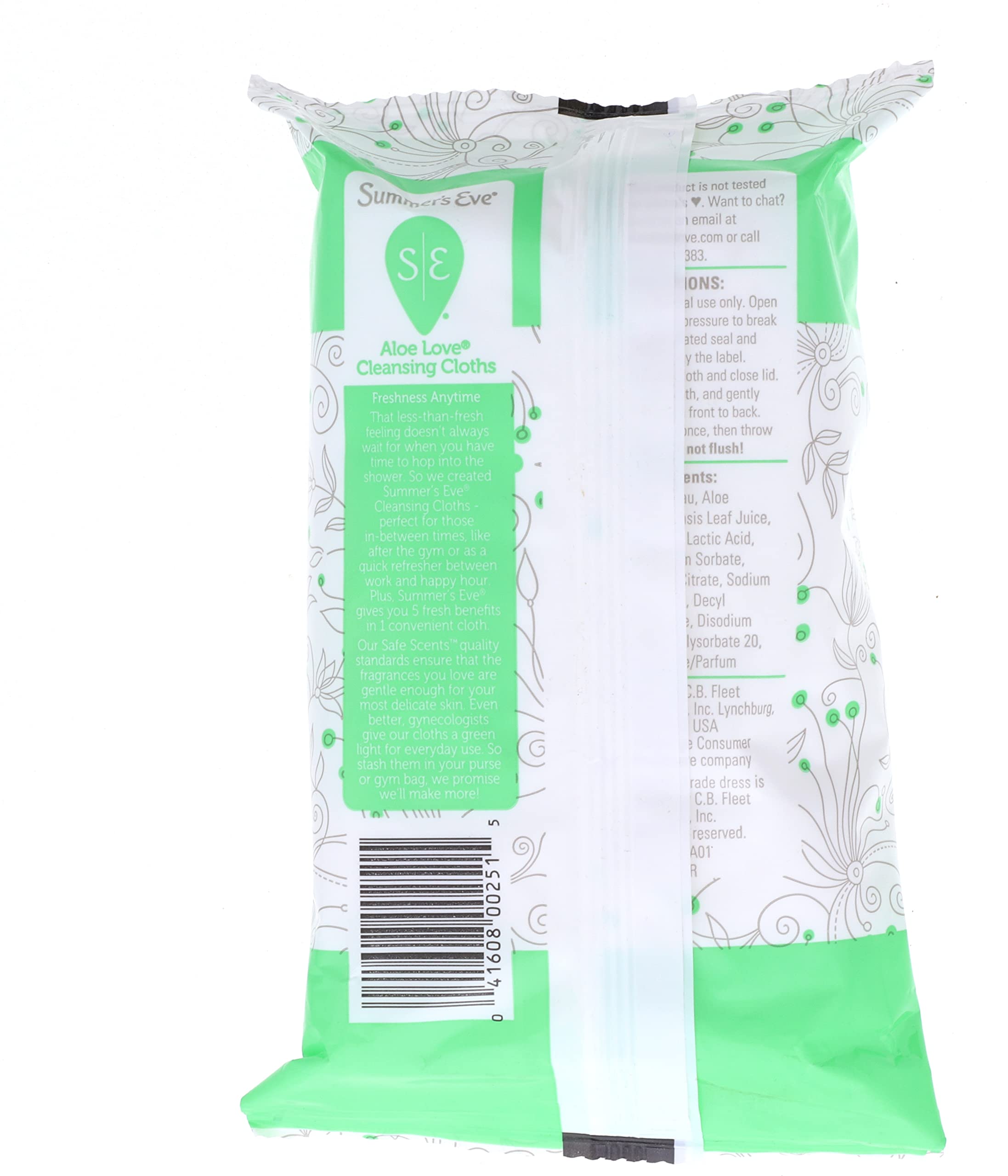 Lingettes Summer’s Eve Aloe Love testées gynécologues, sans colorants.