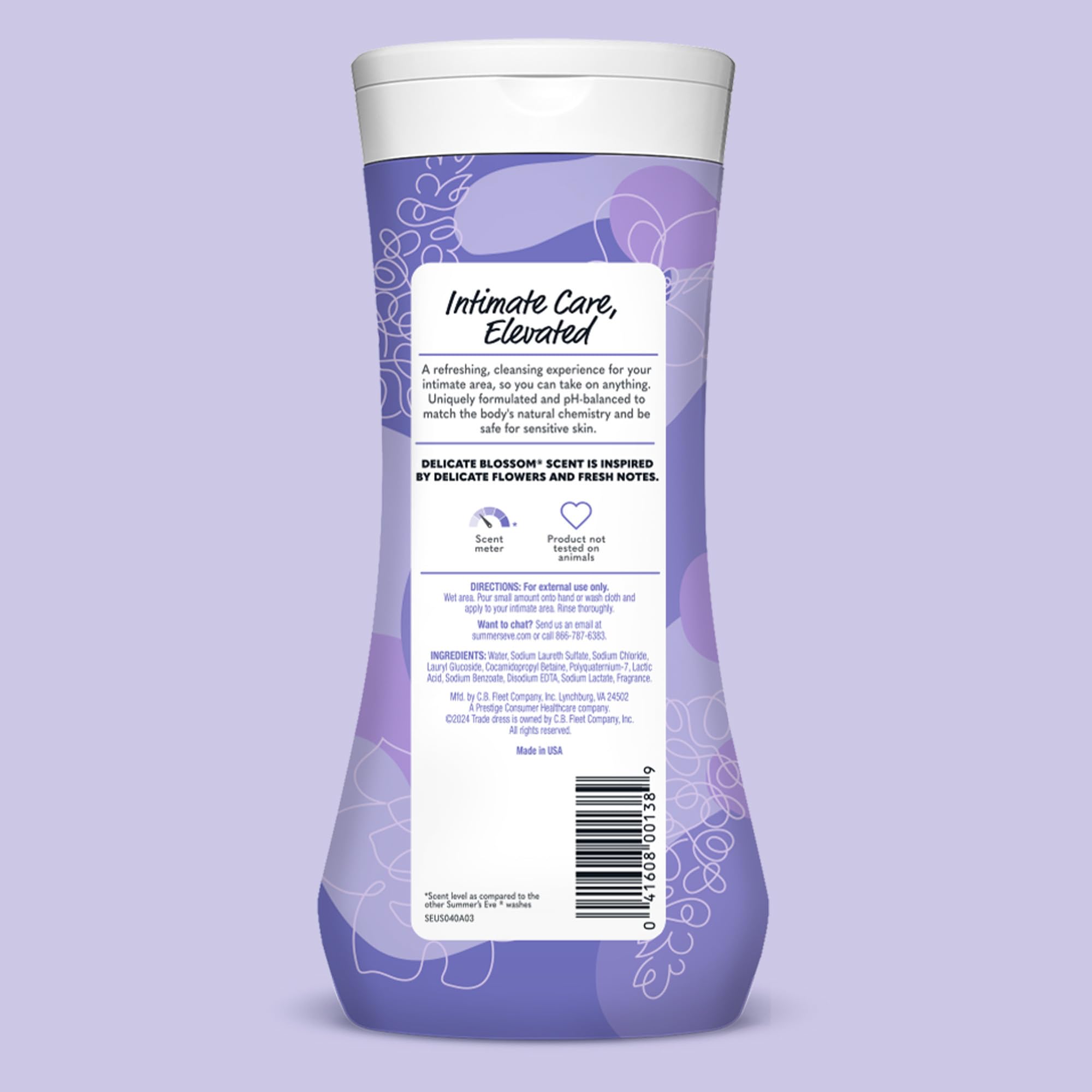 Summer's Eve Delicate Blossom – produit testé par gynécologues, douceur peau sensible