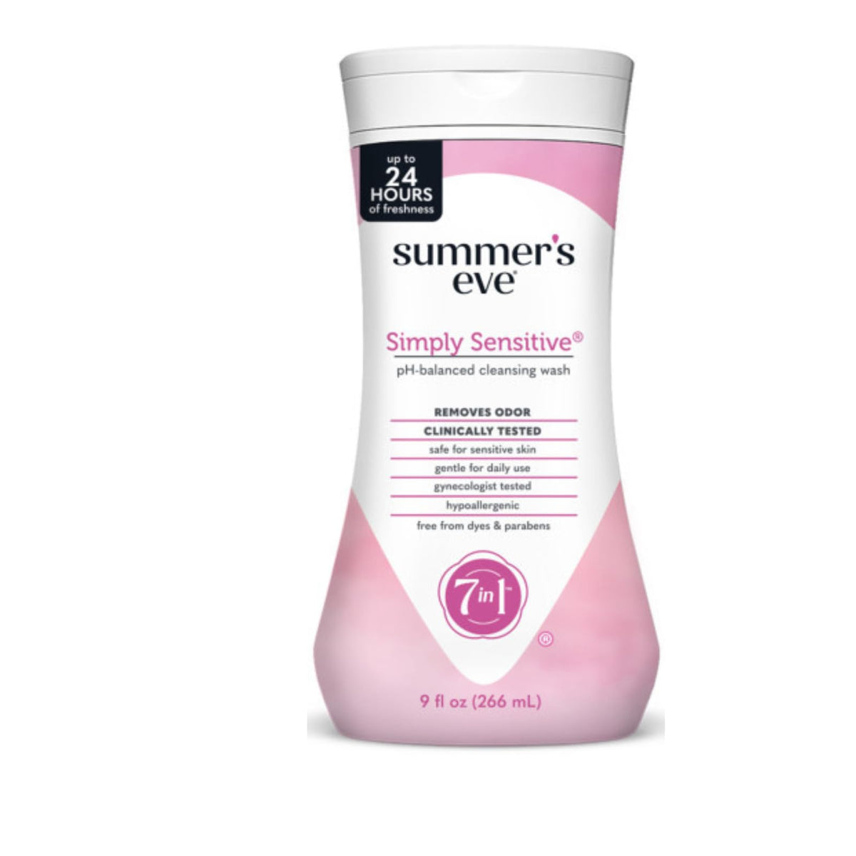 Summer’s Eve le flacon de nettoyant doux Simply Sensitive pour l'hygiène intime.