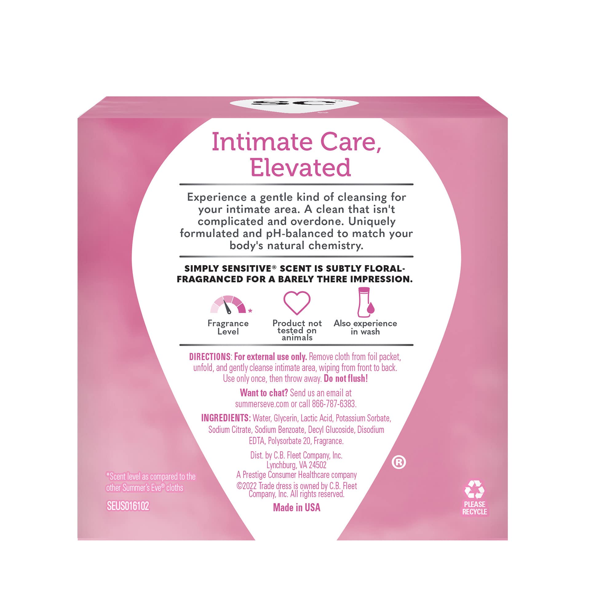 Format voyage pratique des lingettes Summer's Eve Simply Sensitive