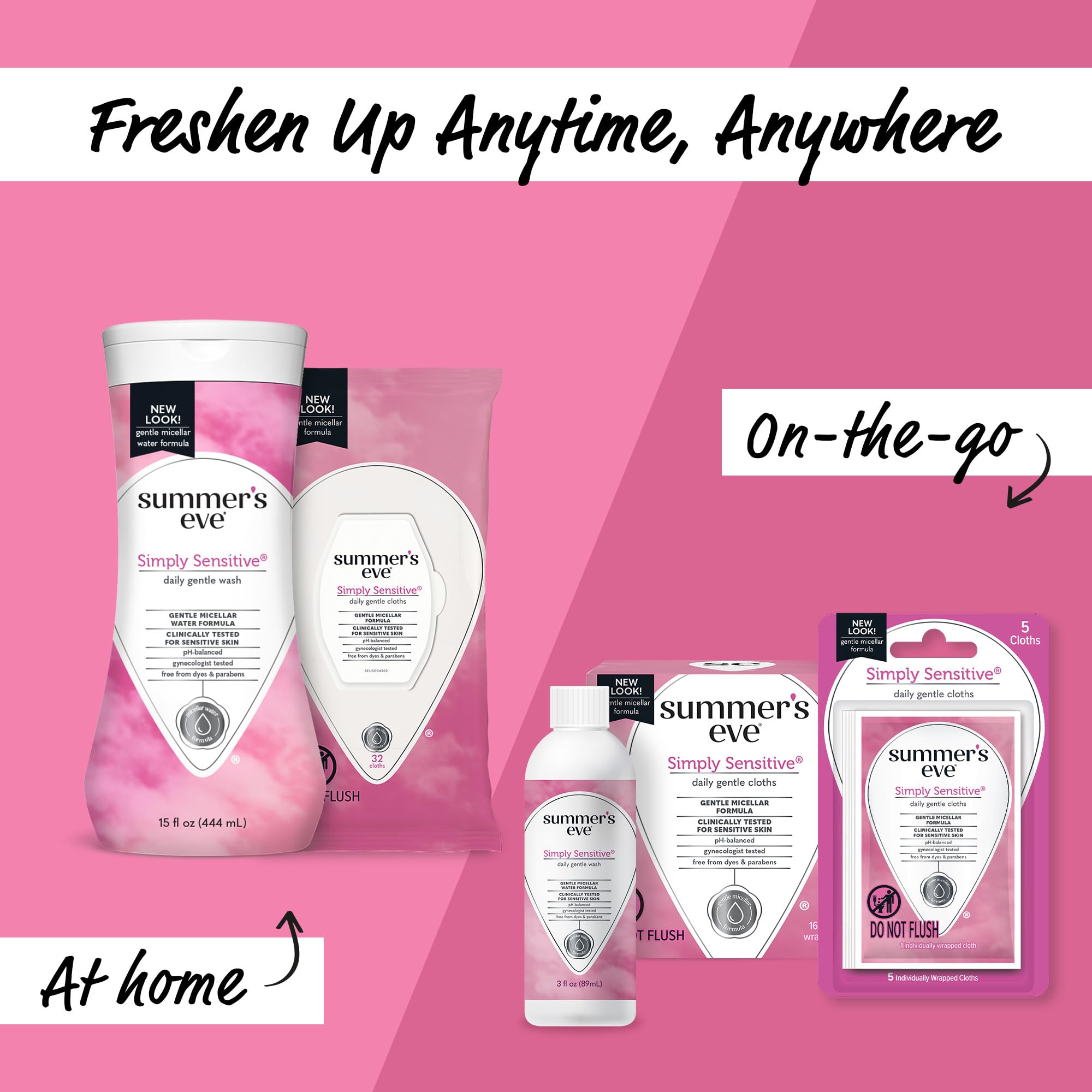 Équilibre du pH des lingettes Summer's Eve Simply Sensitive pour le confort