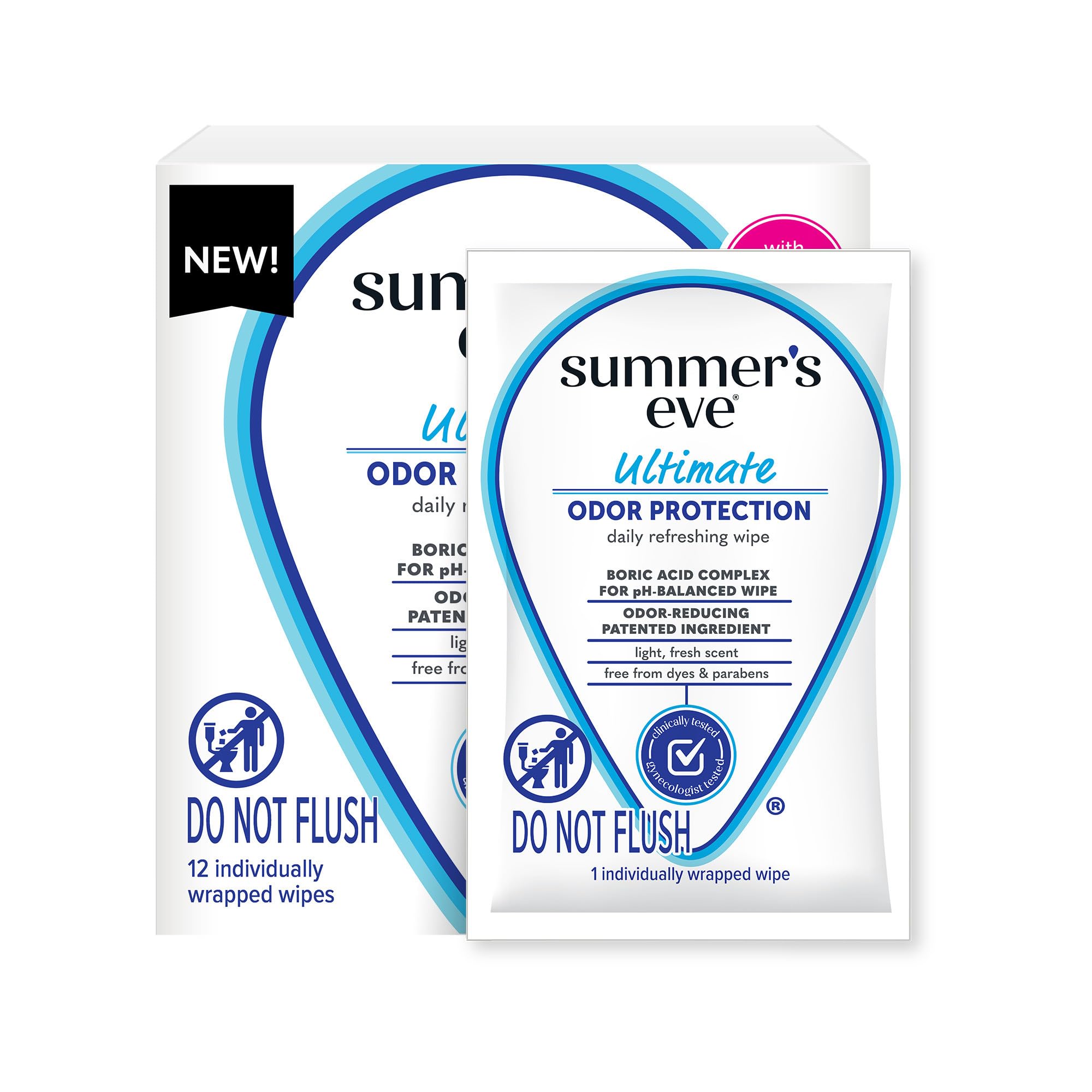 Summer's Eve Lingettes Ultime Protection Odeurs, emballage individuel pratique pour le sac.