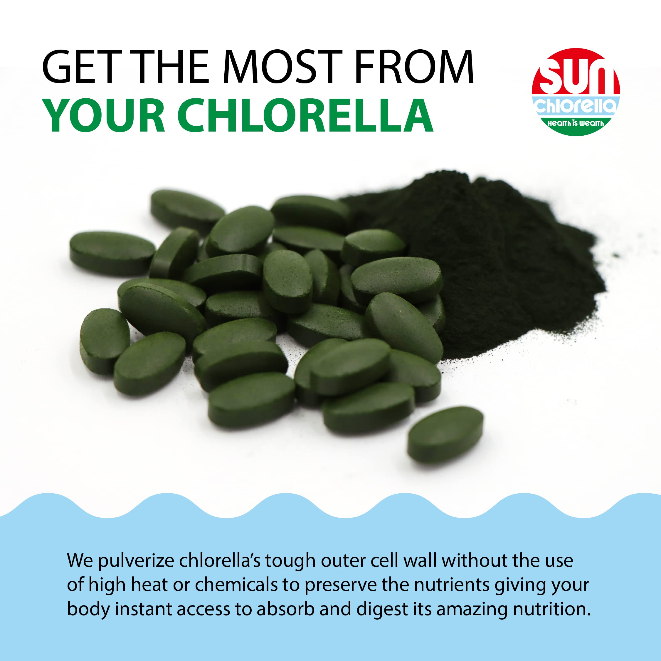 Sun Chlorella bouteille: emballage pratique et portable.