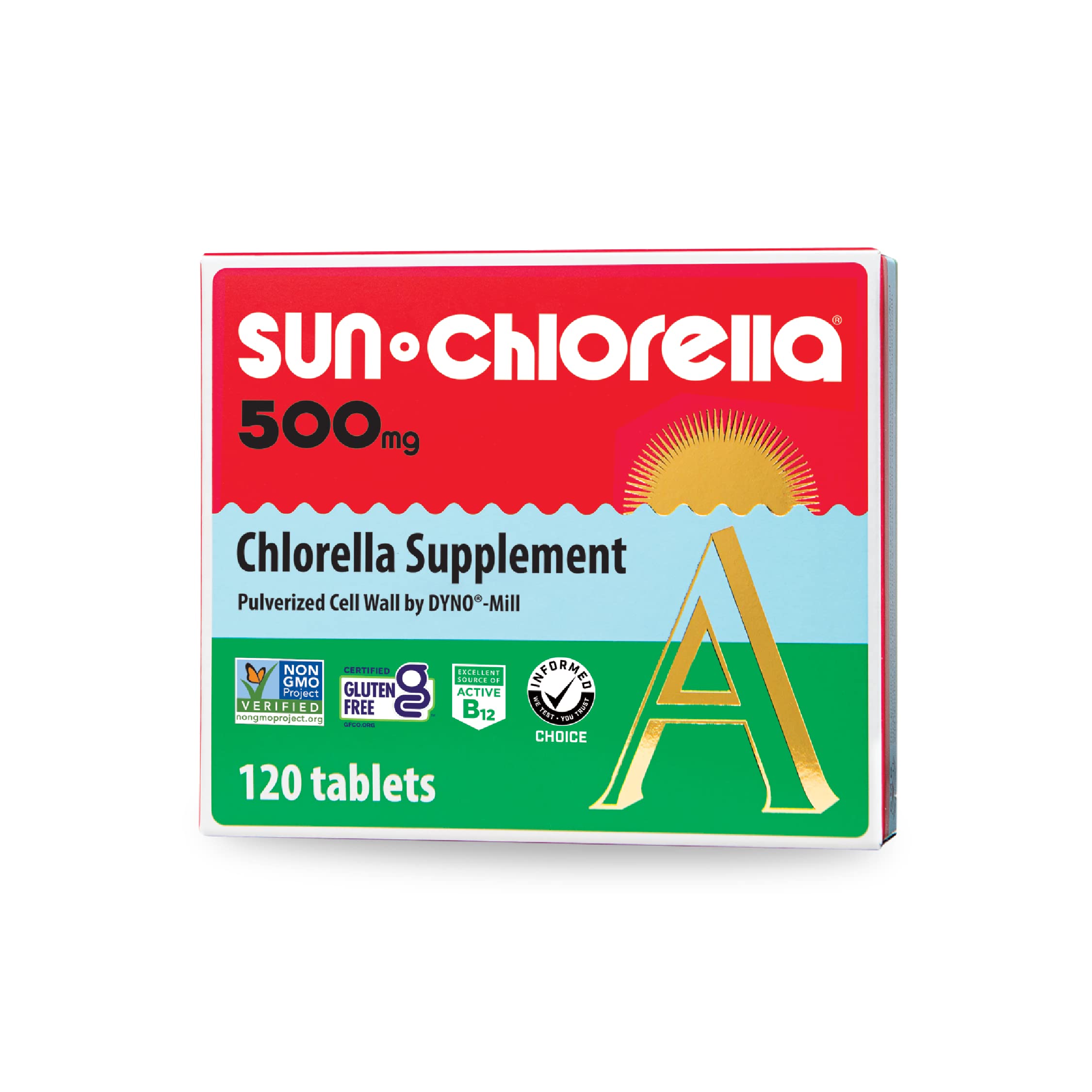 Sun Chlorella, bouteille de pilules verte, pratique pour déplacements et énergie.