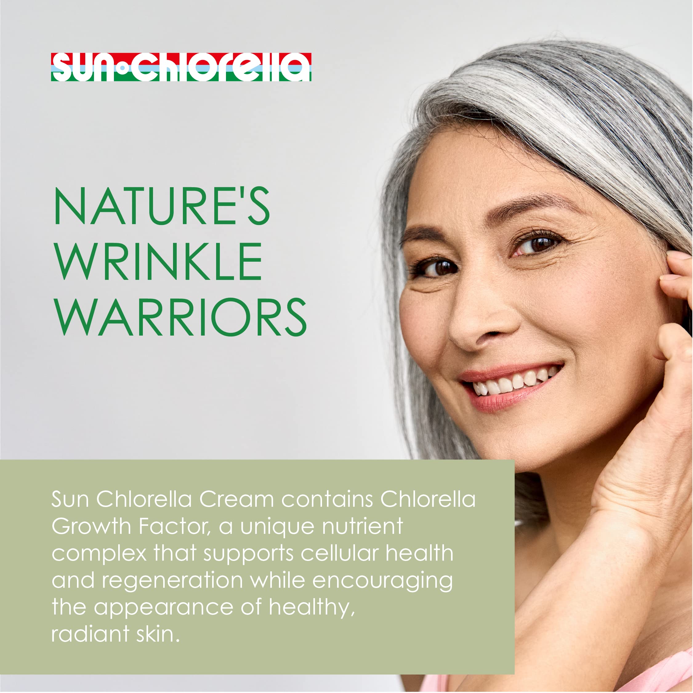 Sun Chlorella Crème Visage Application Matin Soir pour hydratation continue.