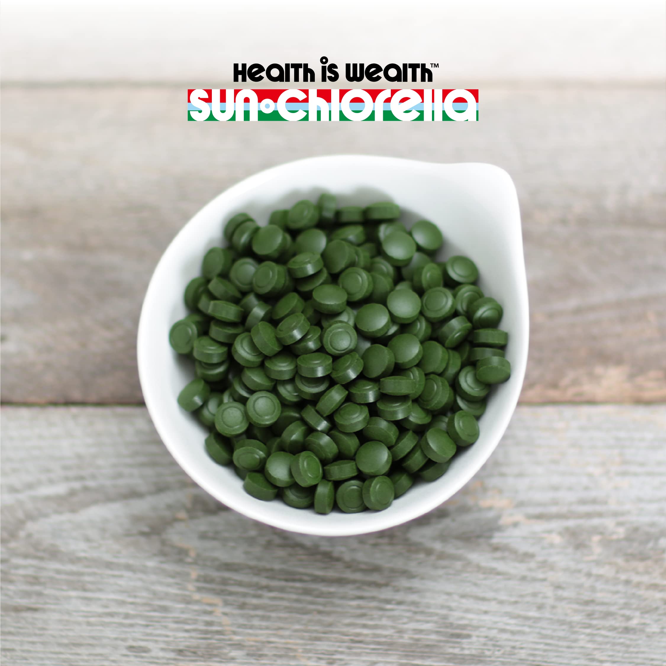 Sun Chlorella emballage-dosage: facile à intégrer autour des repas.