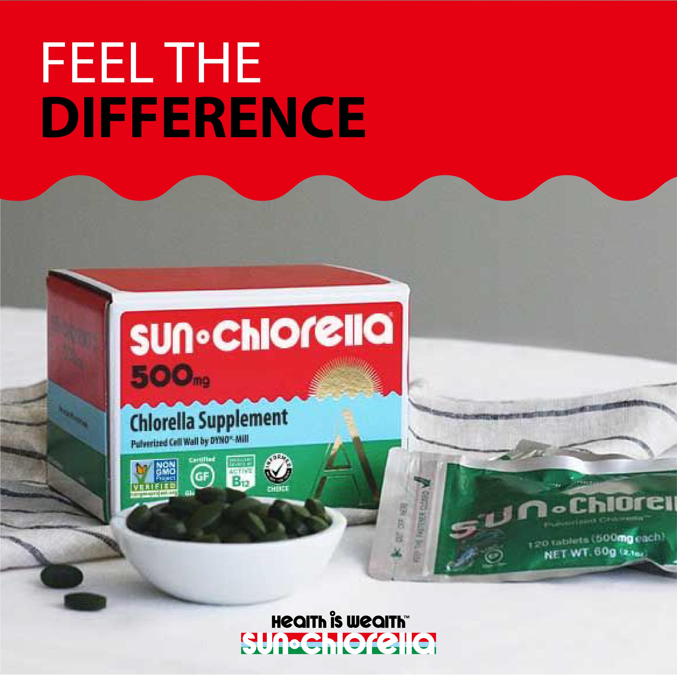 Sun Chlorella ingrédients chlorella bio: algues naturelles.
