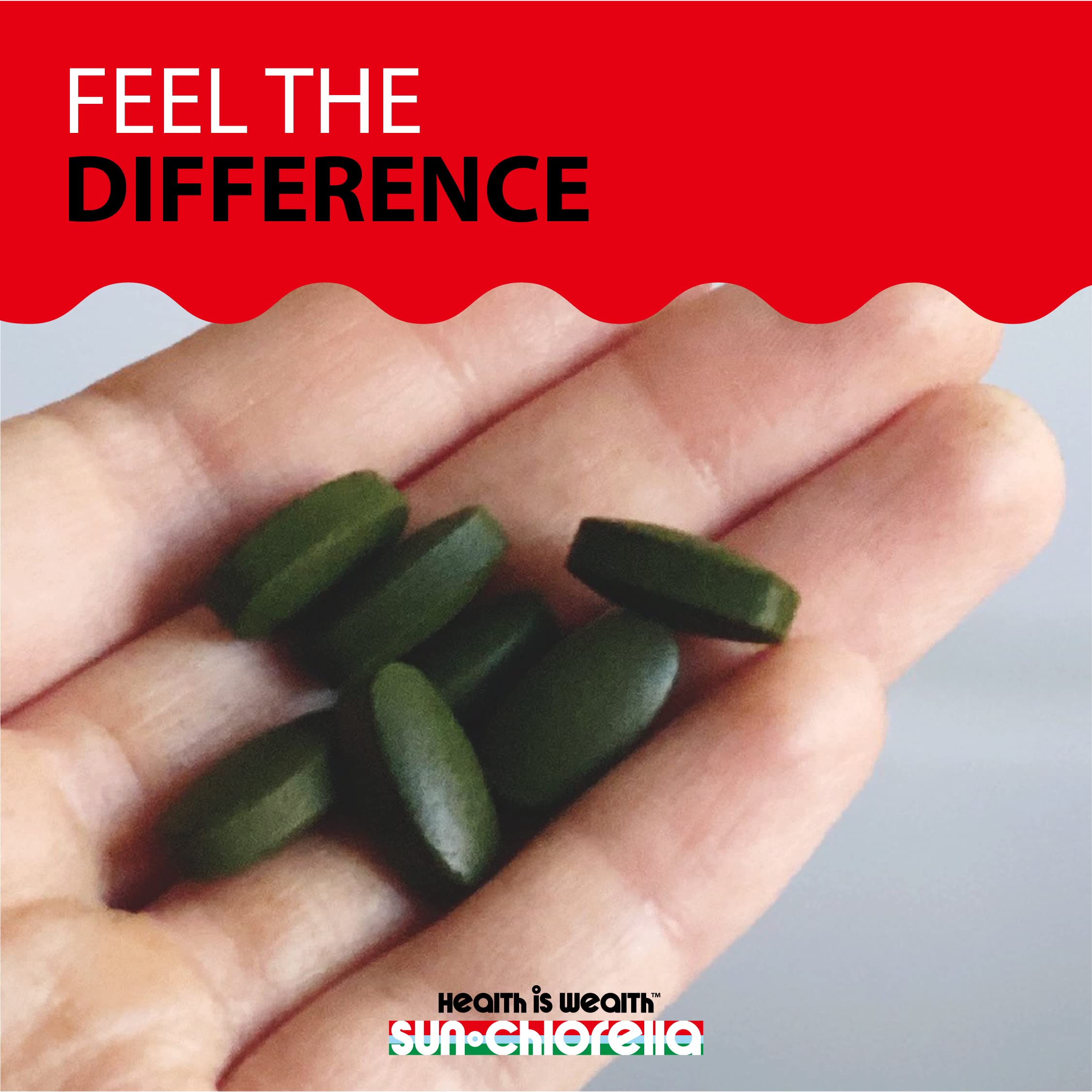 Produit Sun Chlorella sans gluten et non-OGM, version prête à l’emploi.