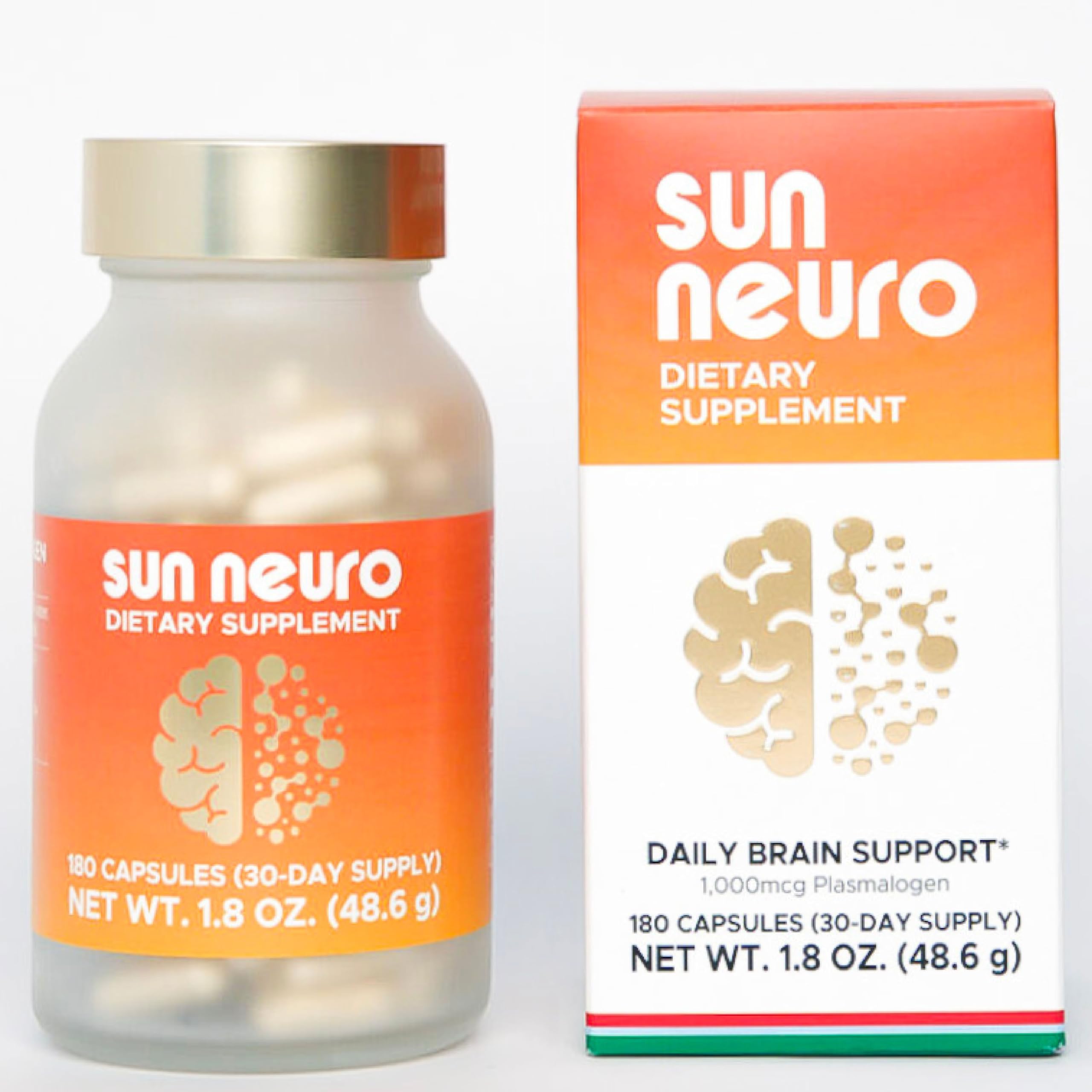 Sun Chlorella Sun Neuro: bouteille et versement, aide potentielle pour concentration quotidienne.