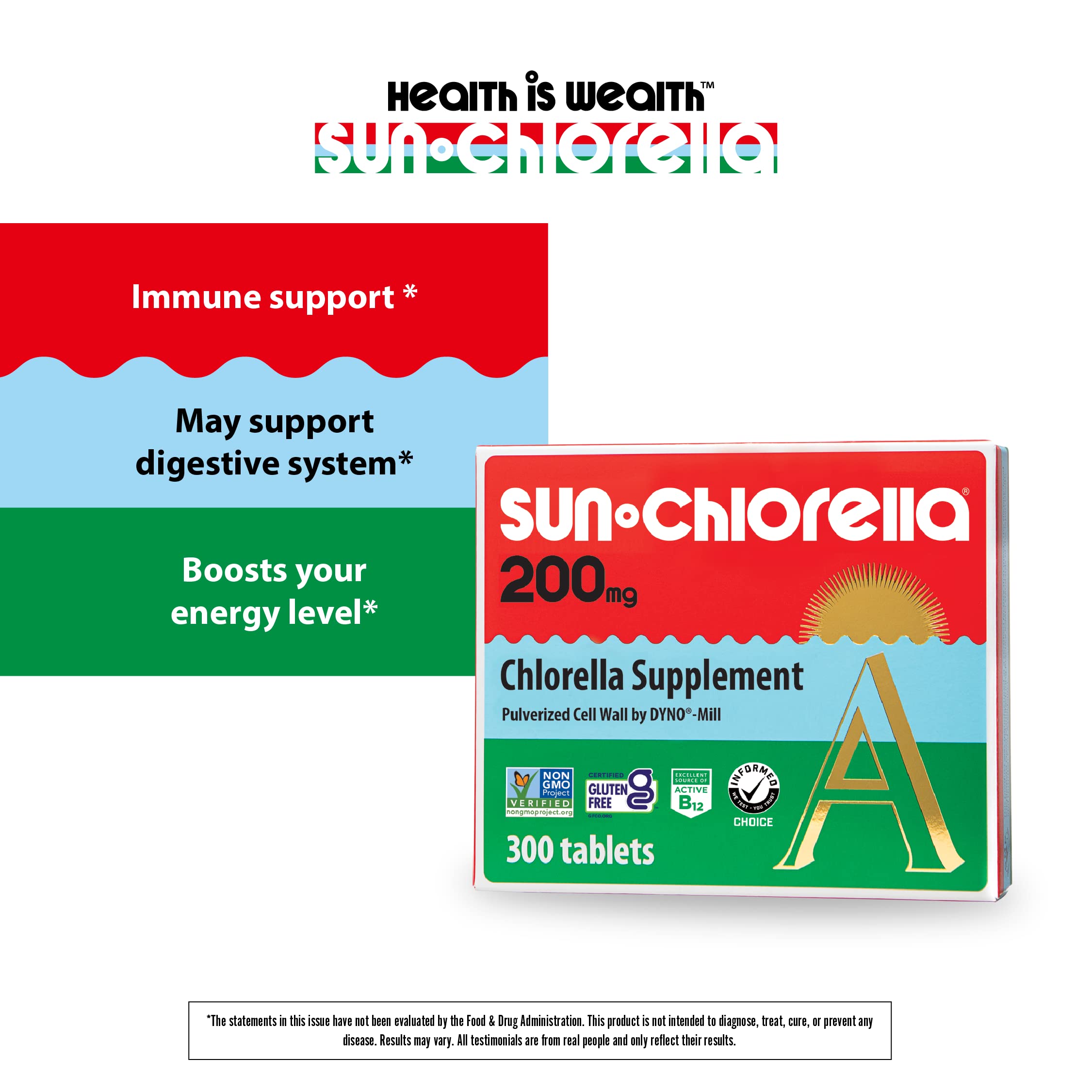 Sun Chlorella tablettes-detail CGF et fer pour un soutien nutritionnel.