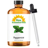 Sun Essential Oils Menthe Poivrée : bouteille et diffuseur pour une aromathérapie rafraîchissante