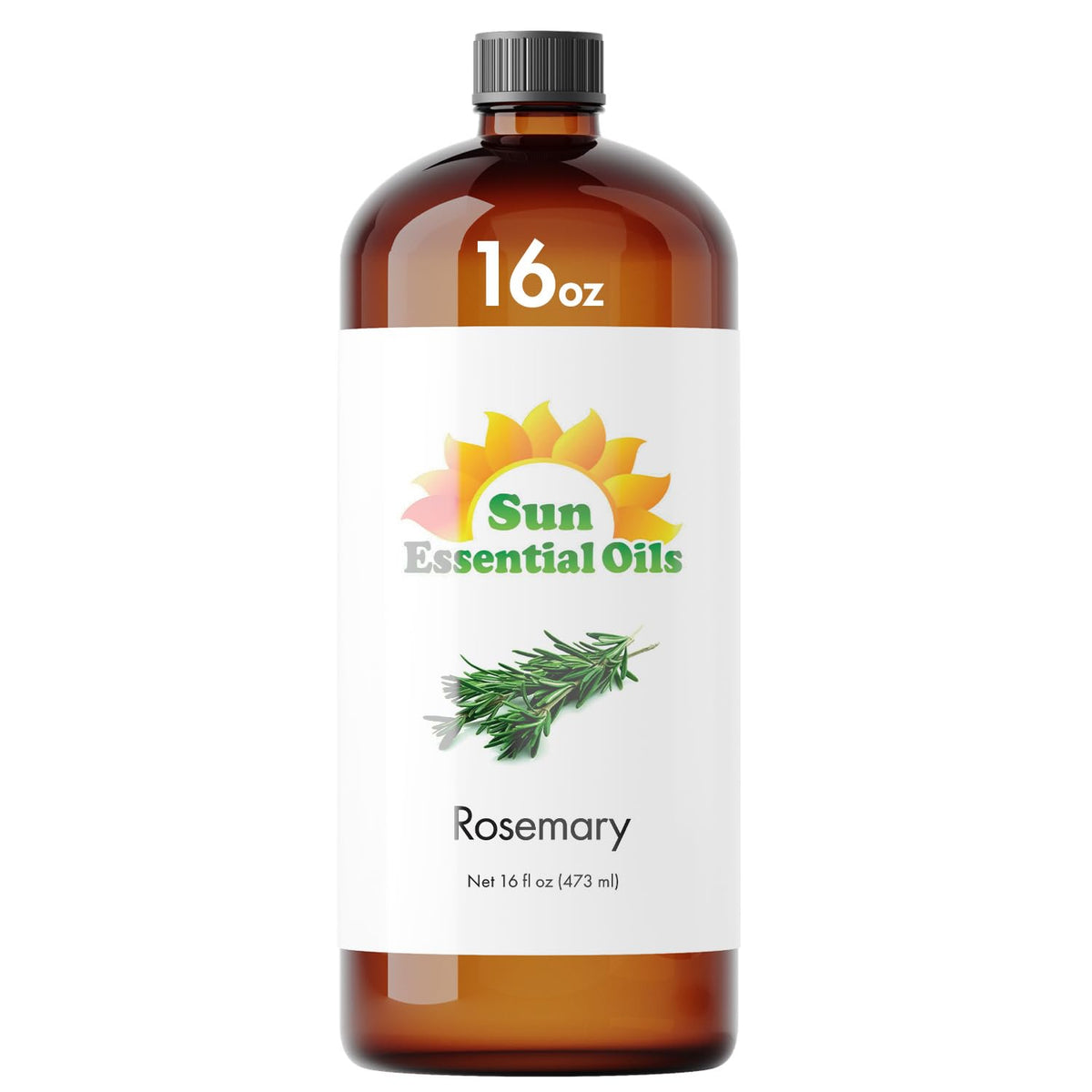 Sun Essential Oils romarin – bouteille ambrée 473 ml prête pour diffusion durable.