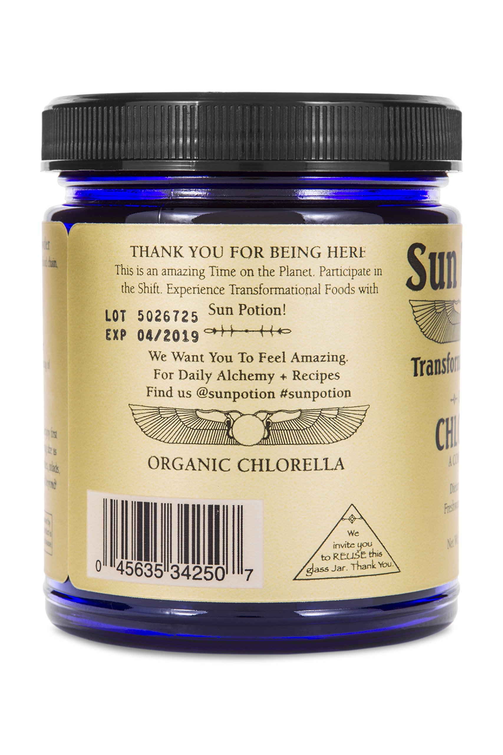 Sun Potion chlorella poudre 111g cuillère-dose pratique pour intégrer les protéines.