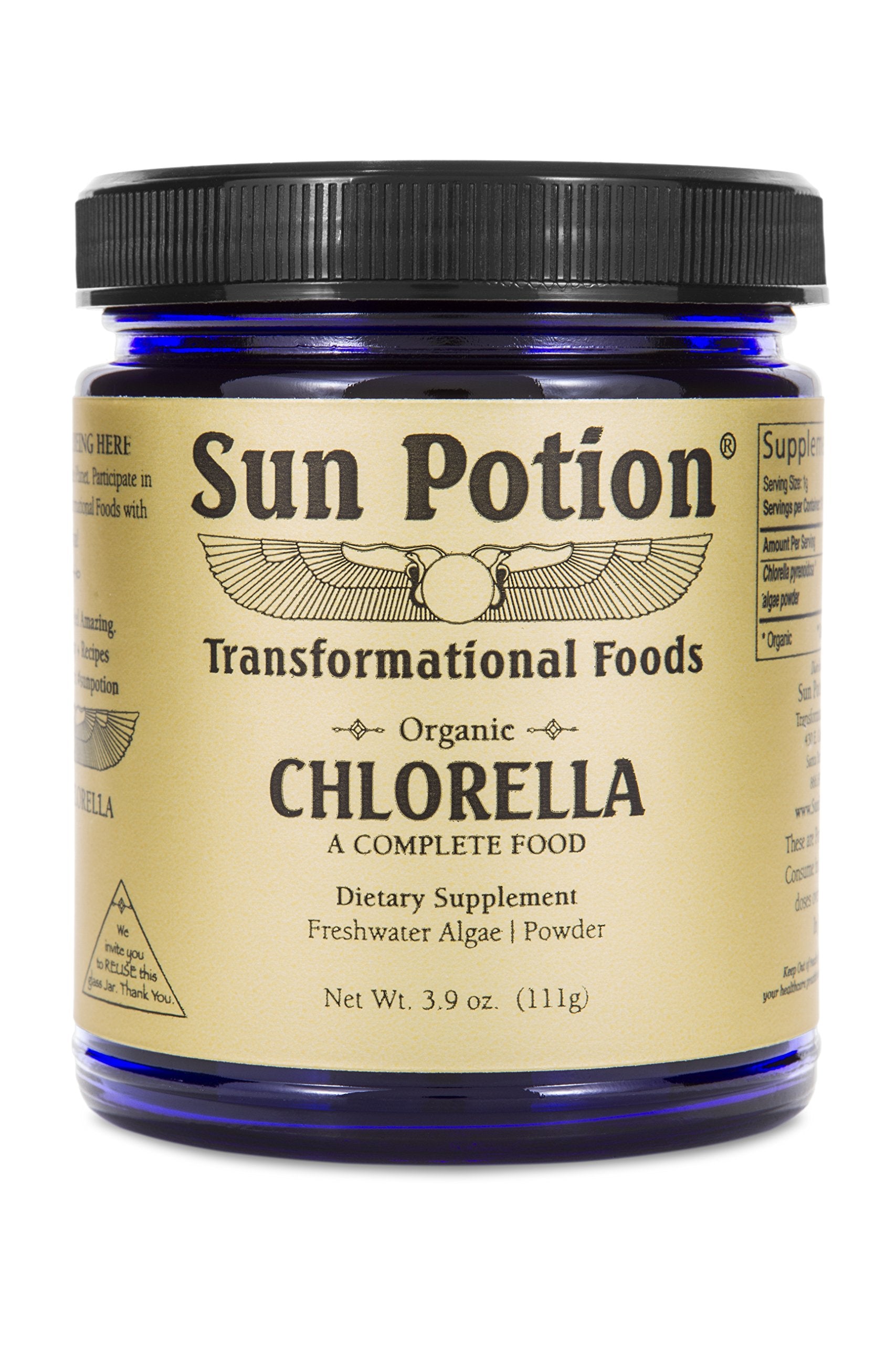 Sun Potion chlorella poudre 111g emballage biologique prêt à utiliser.