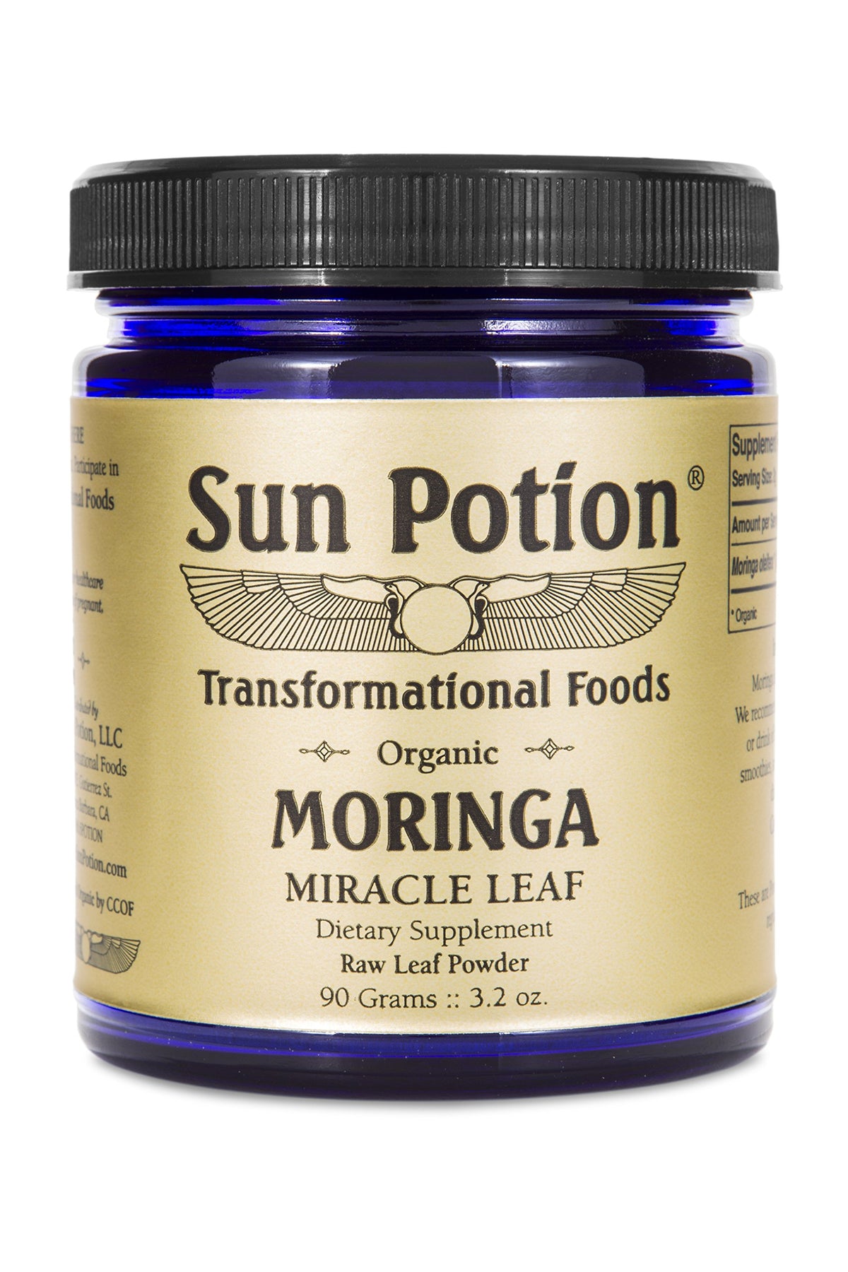Sun Potion Poudre Feuilles Moringa bocal 90g prête à l’emploi pour smoothies.