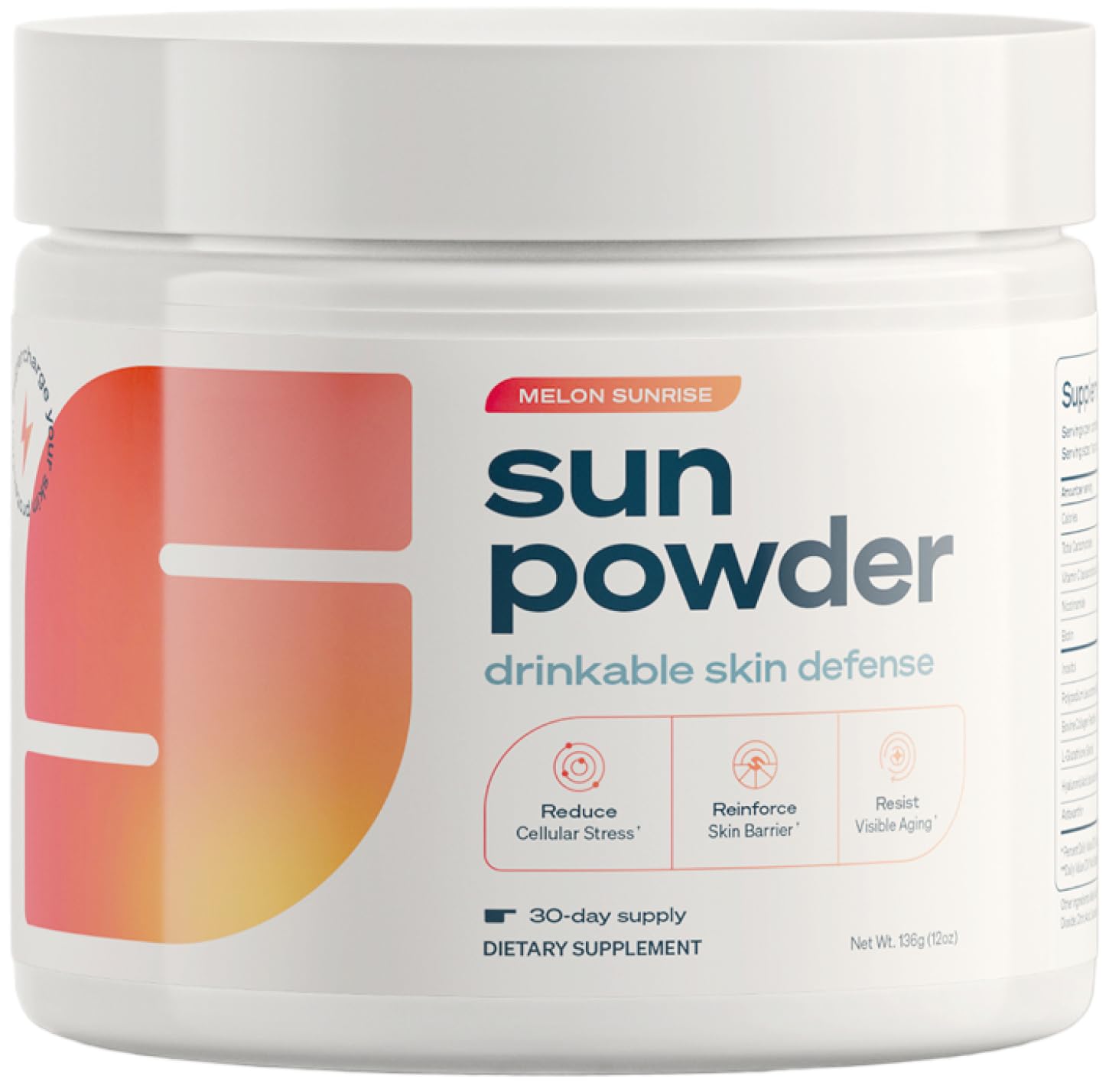 Sun Powder flacon melon, utilisation quotidienne pour peau hydratée