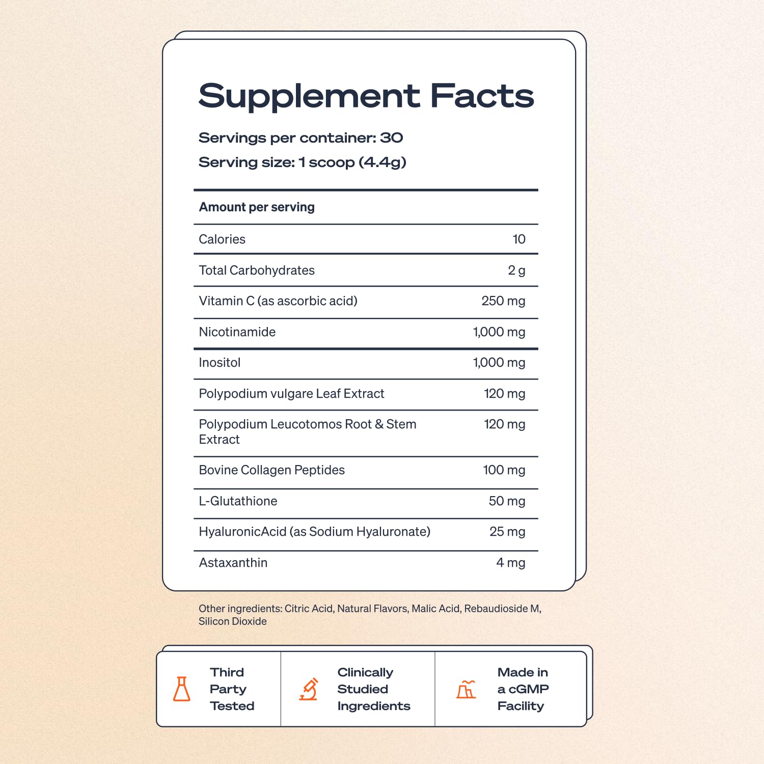 Sun Powder étiquette glutathione, antioxydant quotidien