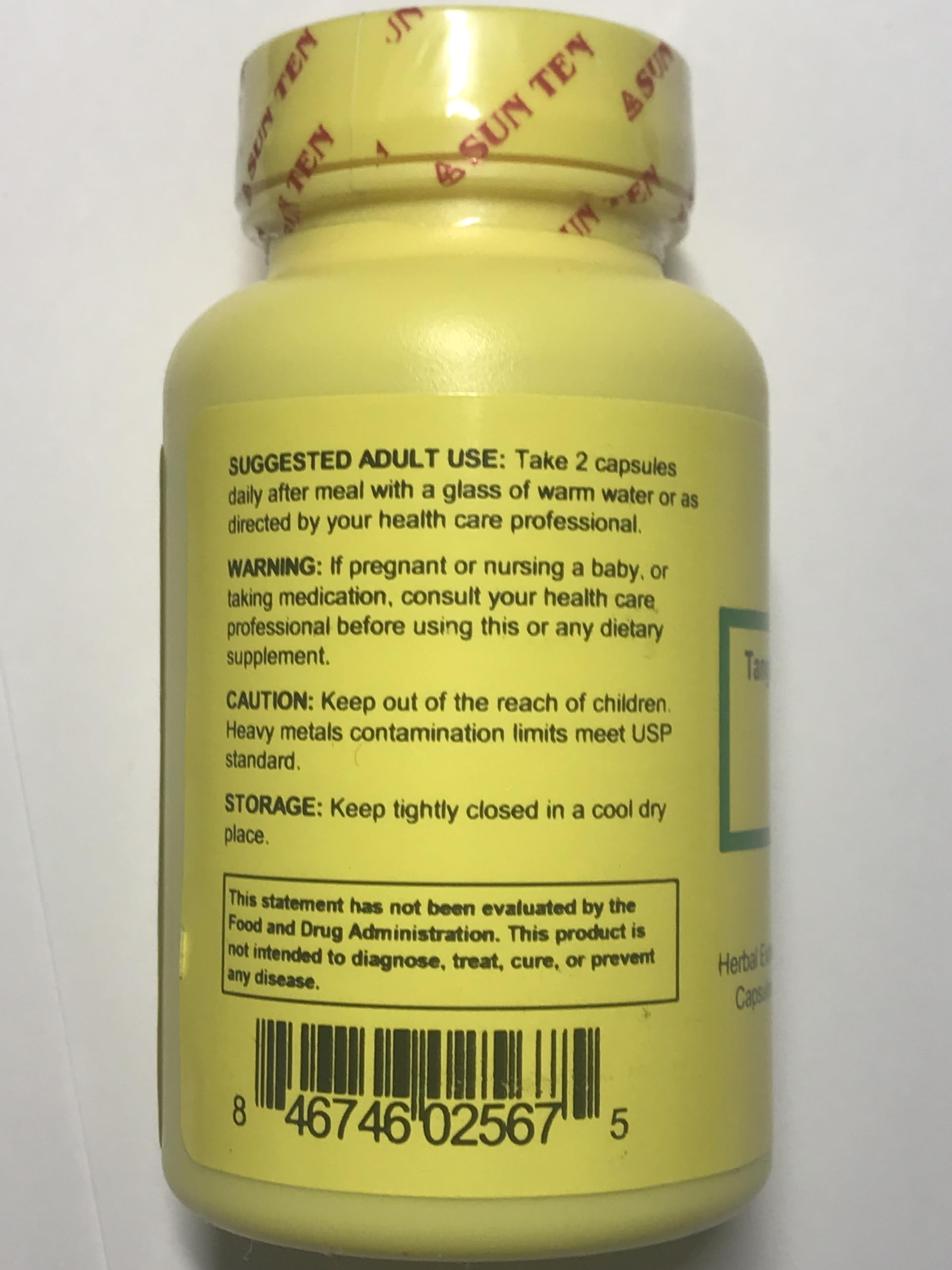 Sun Ten Tang-Kuei et Bupleurum : capsules faciles à avaler.