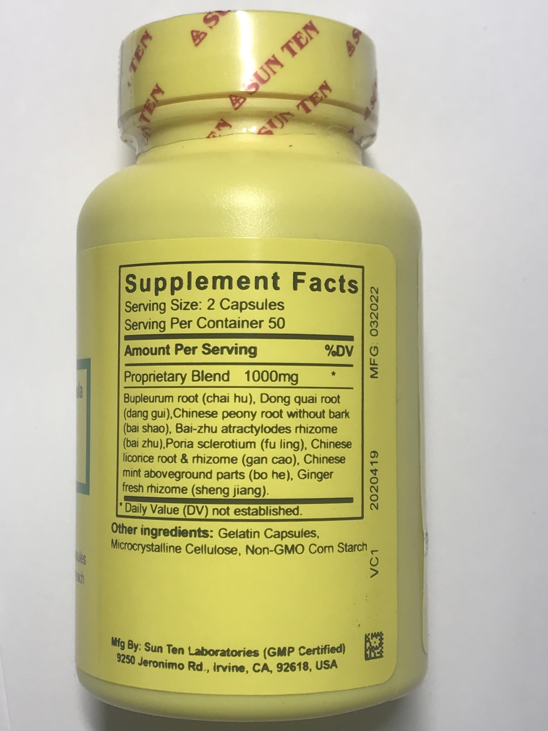 Sun Ten Tang-Kuei et Bupleurum : emballage clair et informatif.